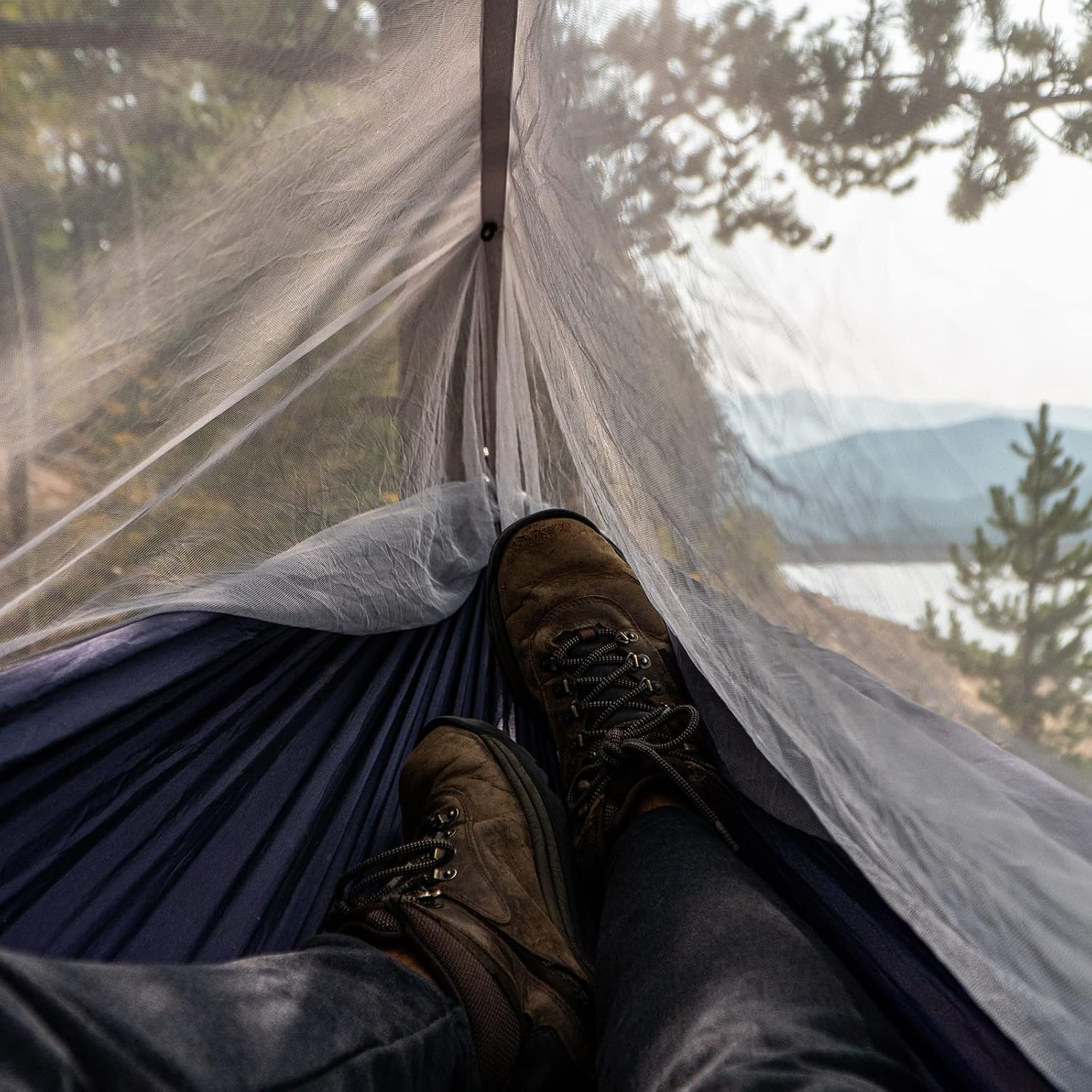 Sunyear Hammock Camping with Rain Fly Tarp and Net, Portable Camping Hammock Double Tree Hammock Outdoor Indoor Backpacking Travel & Survival, 2 Tree Straps,100% Waterproof