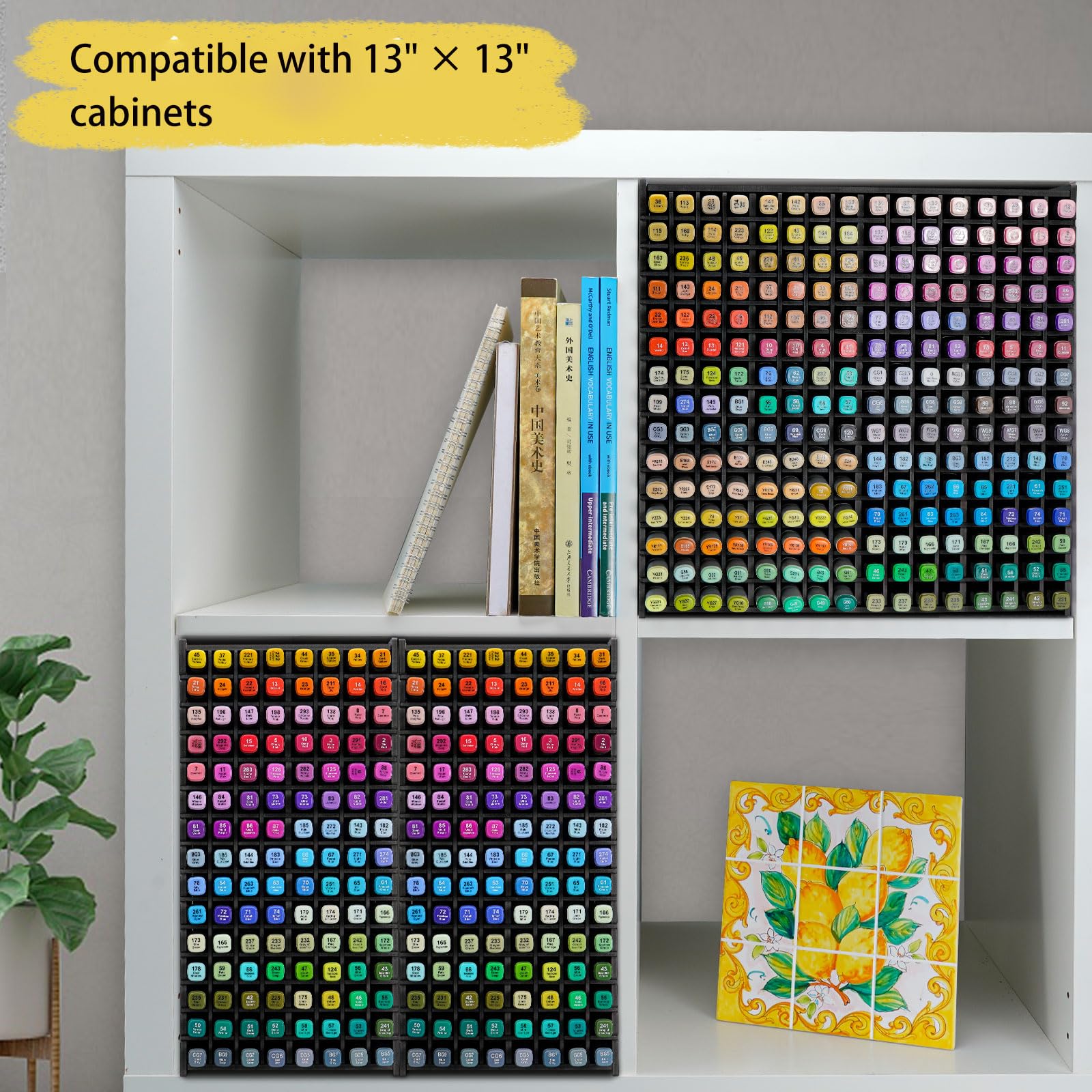 SANFURNEY Stifte-Organizer für 240 Marker, Kunstbedarf-Aufbewahrungsregal, Schreibtisch-Buntstiftehalter, Aufbewahrungsbox für Zuhause, Klassenzimmer, Büro, Schwarz