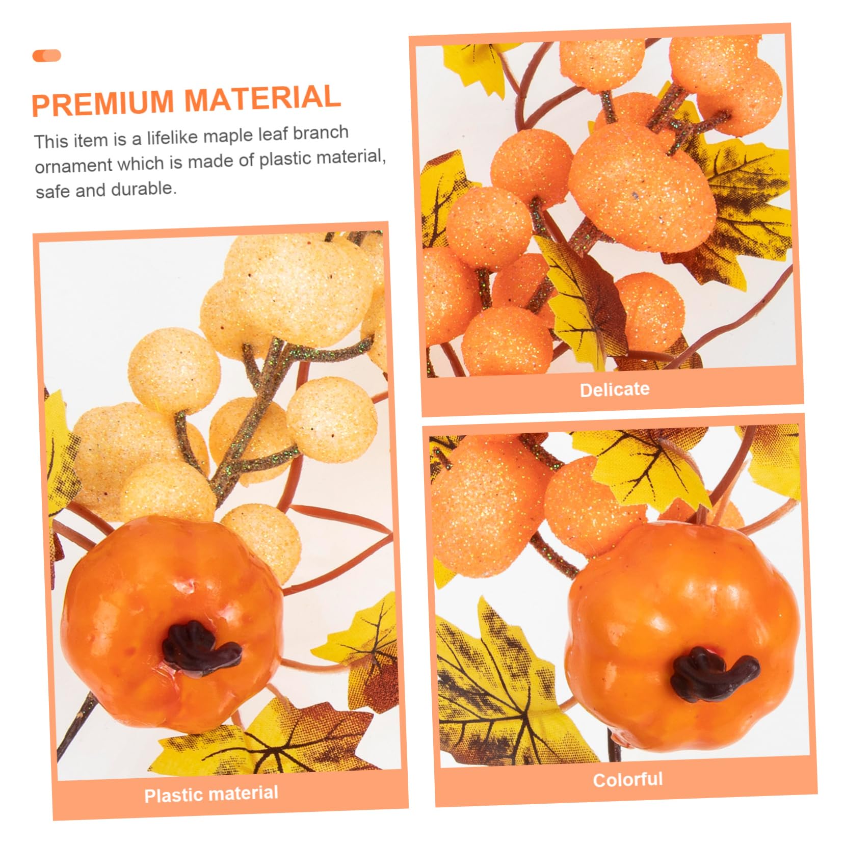 Abaodam 4sets Maple Leaf Zweig Kürbisse Festliche Halloween Decor Faux Herbst Blatt Design 2 Stücke * 4