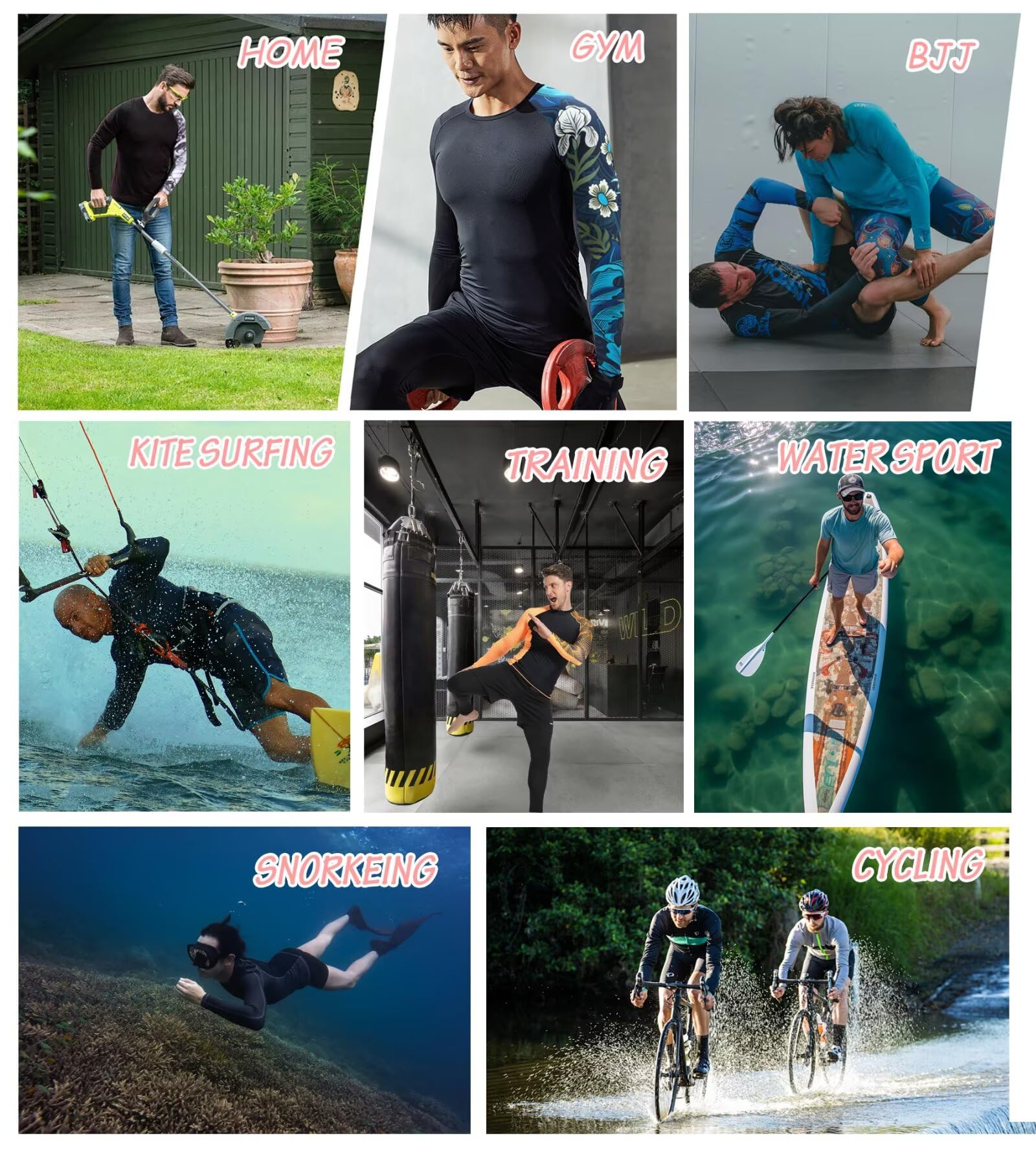 Camisetas de natación para Hombre, con protección Solar UPF 50+, de Manga Larga, Ligeras, de Nailon de Secado rápido, Naranja, Small