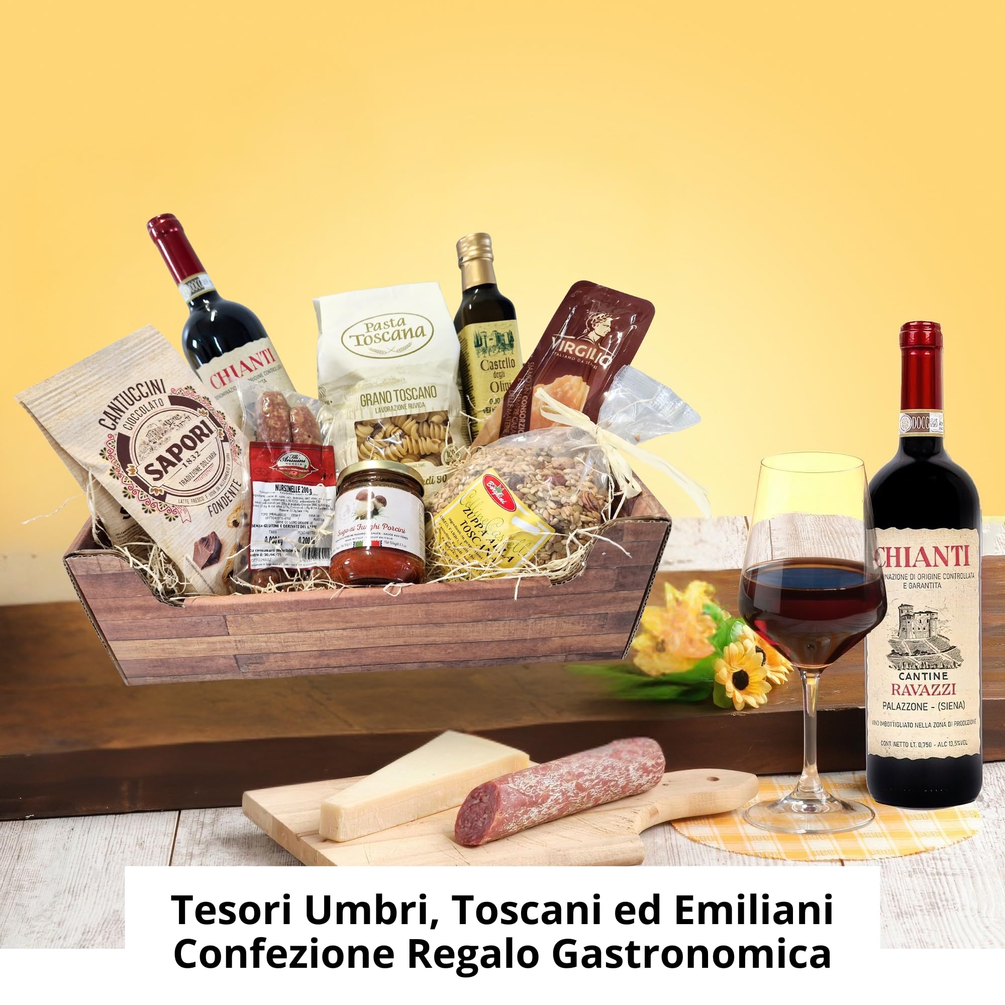 Speciale Italia Artisan Gastronomic Gift Basket – Gourmet Box with 8 Typical Products of Tuscany, Umbria and Emilia – Made in Italy Selection for Businesses and Gift Ideas - 2