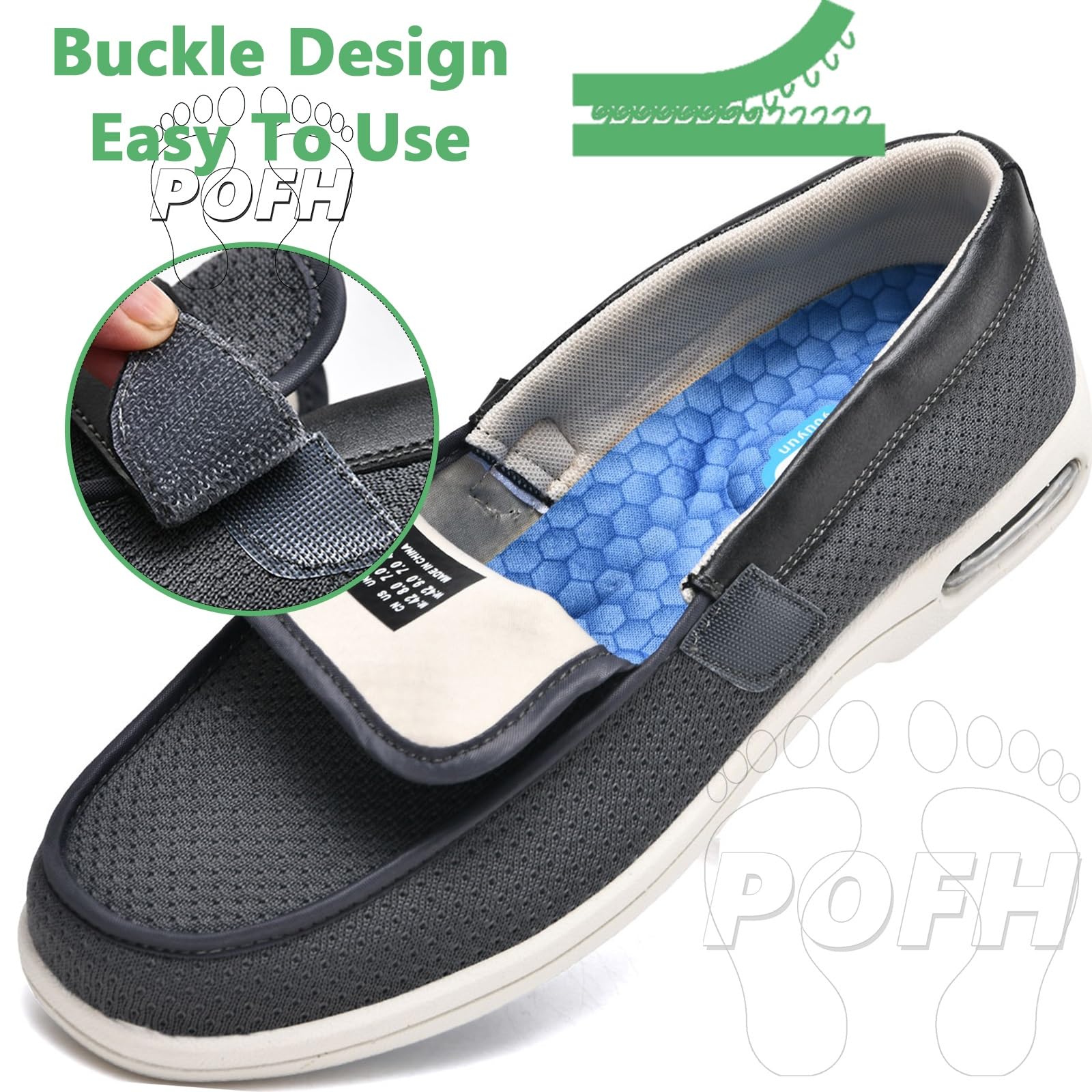 Zapatos Especiales para Juanetes Zapatos Grandes obesos para Hombres y Mujeres Zapatos para Caminar Transpirables Zapatos preventivos de Salud Extra Anchos(Blue,39 EU)