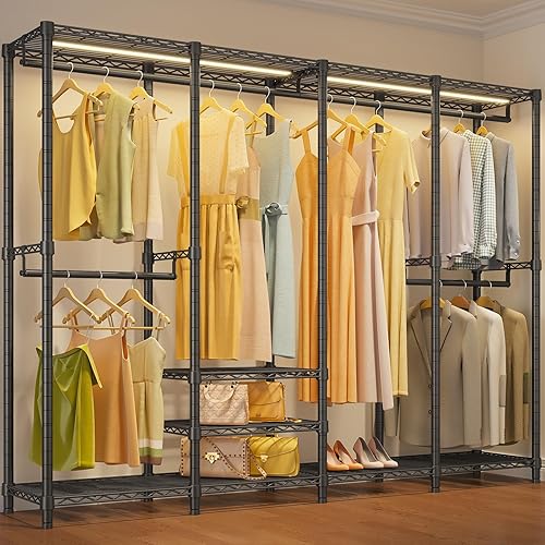 VIPEK V40L Perchero de Ropa con Luces LED Regulables, 3000K Blanco Cálido, Perchero de Ropa Resistente para Colgar Ropa, Armario Portátil Estante