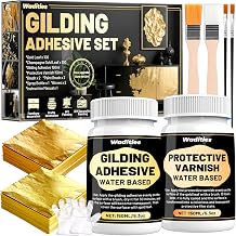 Wadities Gilding Glue Kit, 150 ml Adhesive for Gilding and 150 ml Varnish | Gold Leaf and Champagne Set, Ideal for Furniture and Crafts Decoration, Art Painting, DIY Painting Decoration
