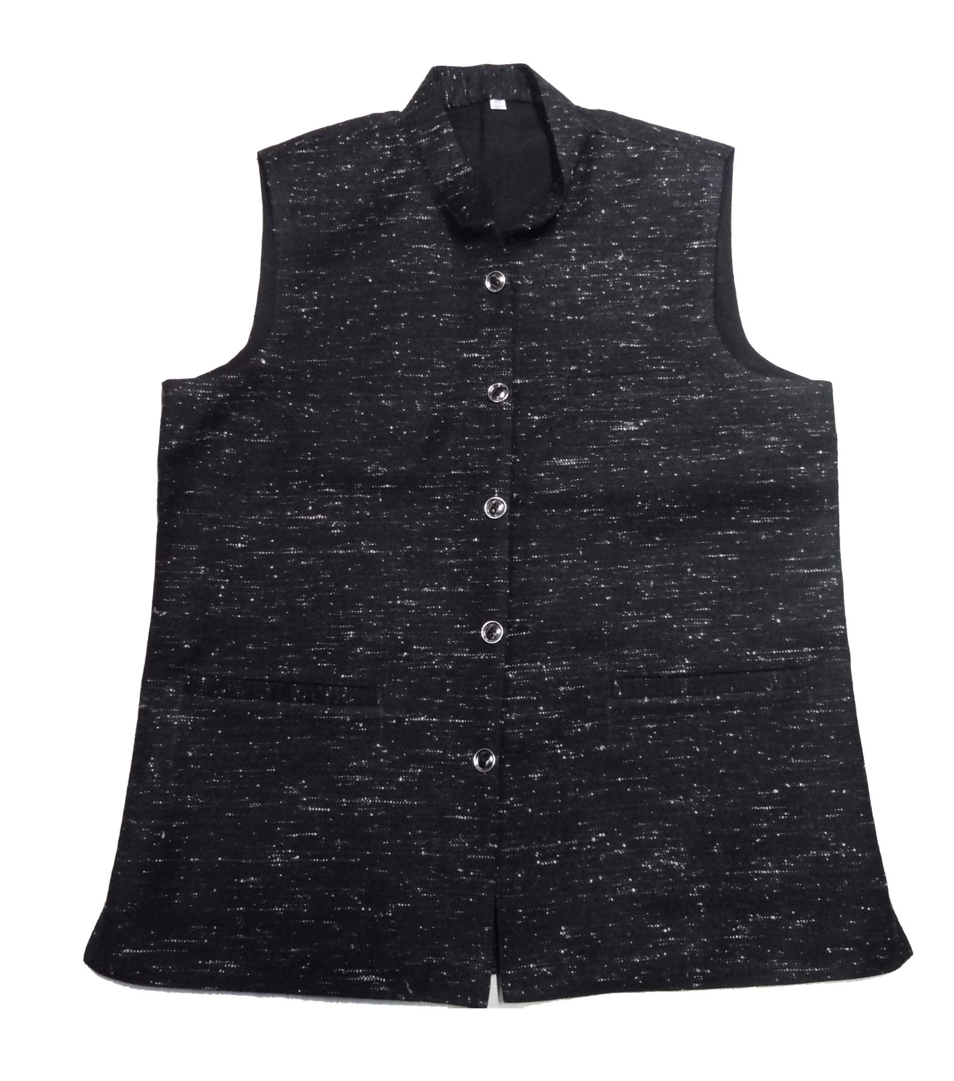 ARUNAkullu Handloom Men's Pure Angora Wool Made Kullu Nehru Jacket (Black; 44)