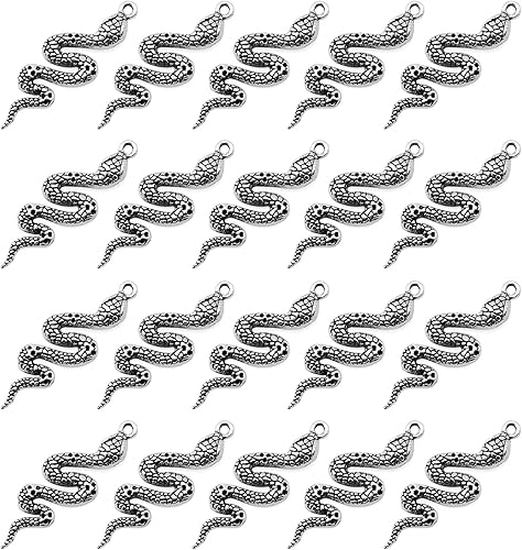 Lind Kitchen 20 dijes en forma de serpiente, accesorios mezclados de metal liso para hacer joyas y manualidades, Metal Plata Lind Kitchen 20 dijes en forma de serpiente, accesorios mezclados de metal liso para hacer joyas y manualidades, Metal Plata