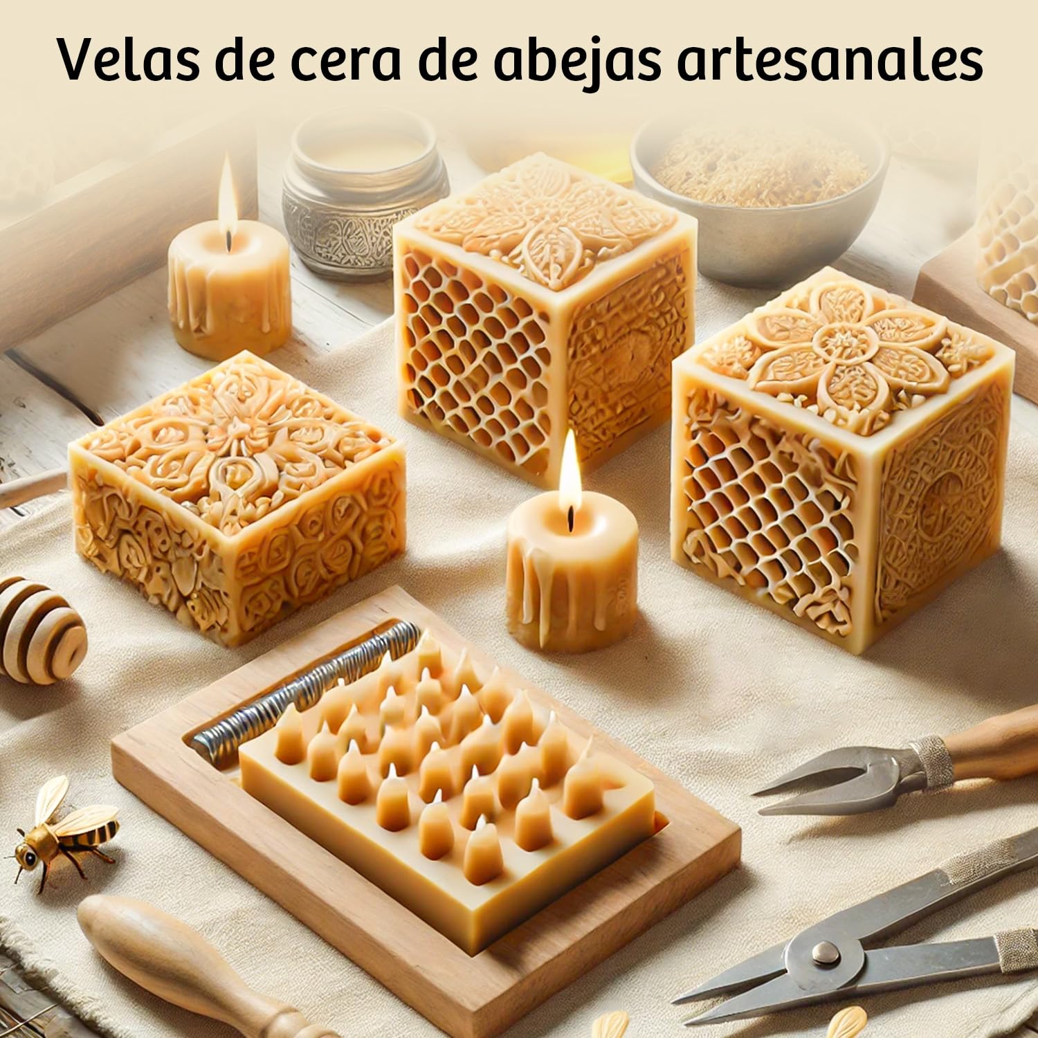 Cera de abeja blanca 200G/908G/2.2KG/4.5KG/9KG - Cera de abeja natural en pastillas para la fabricación de velas y proyectos DIY. Ideal para crear velas artesanales y proyectos creativos.