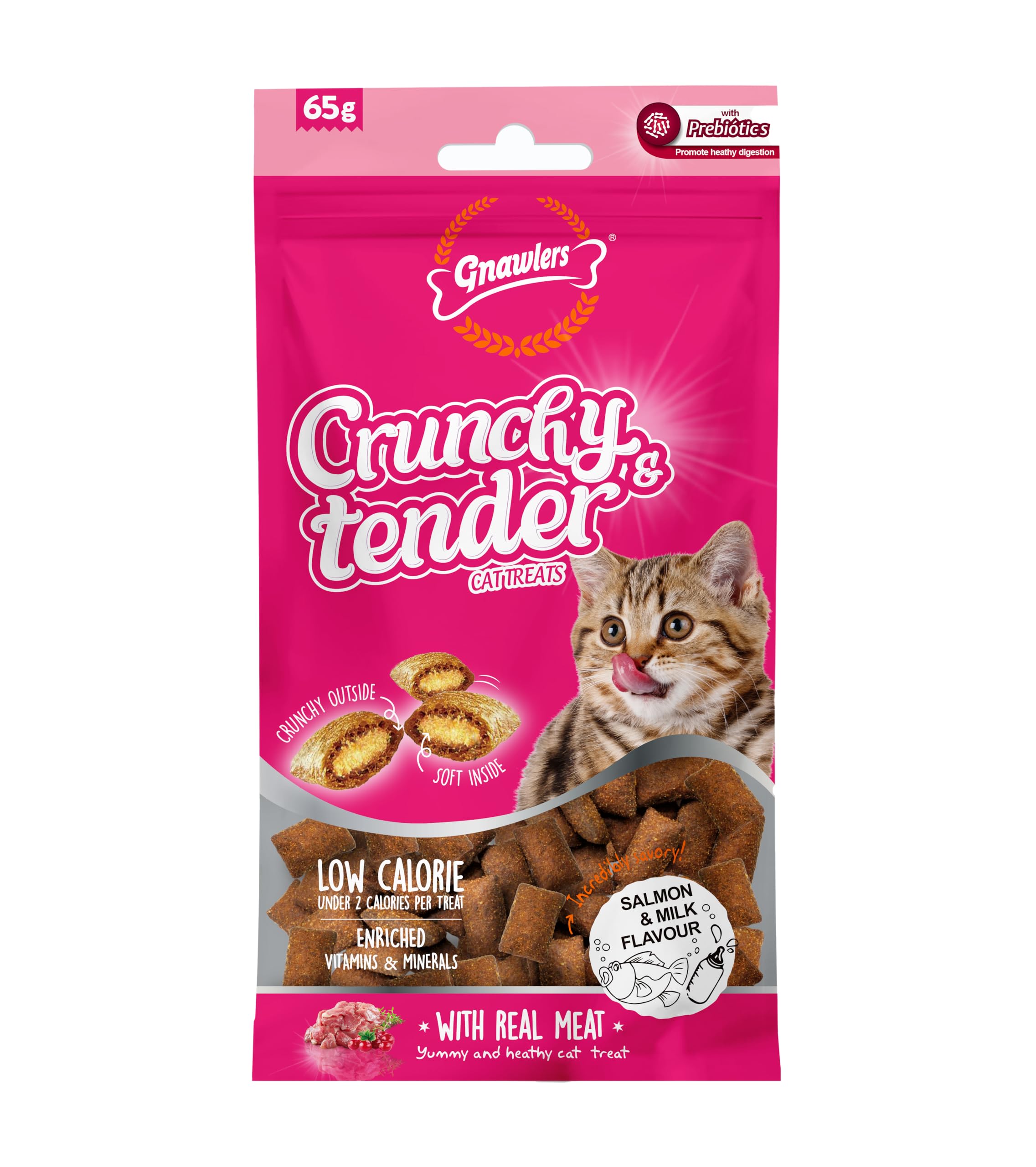 Gnawlers Crunchy & Tender Cat Treats 65g - Tasty Salmon & Milk Flavour (Pack of 3) Newly Launched,by DogsNCats (B0D3LZ46SM) Amazon Price History, Amazon Price Tracker