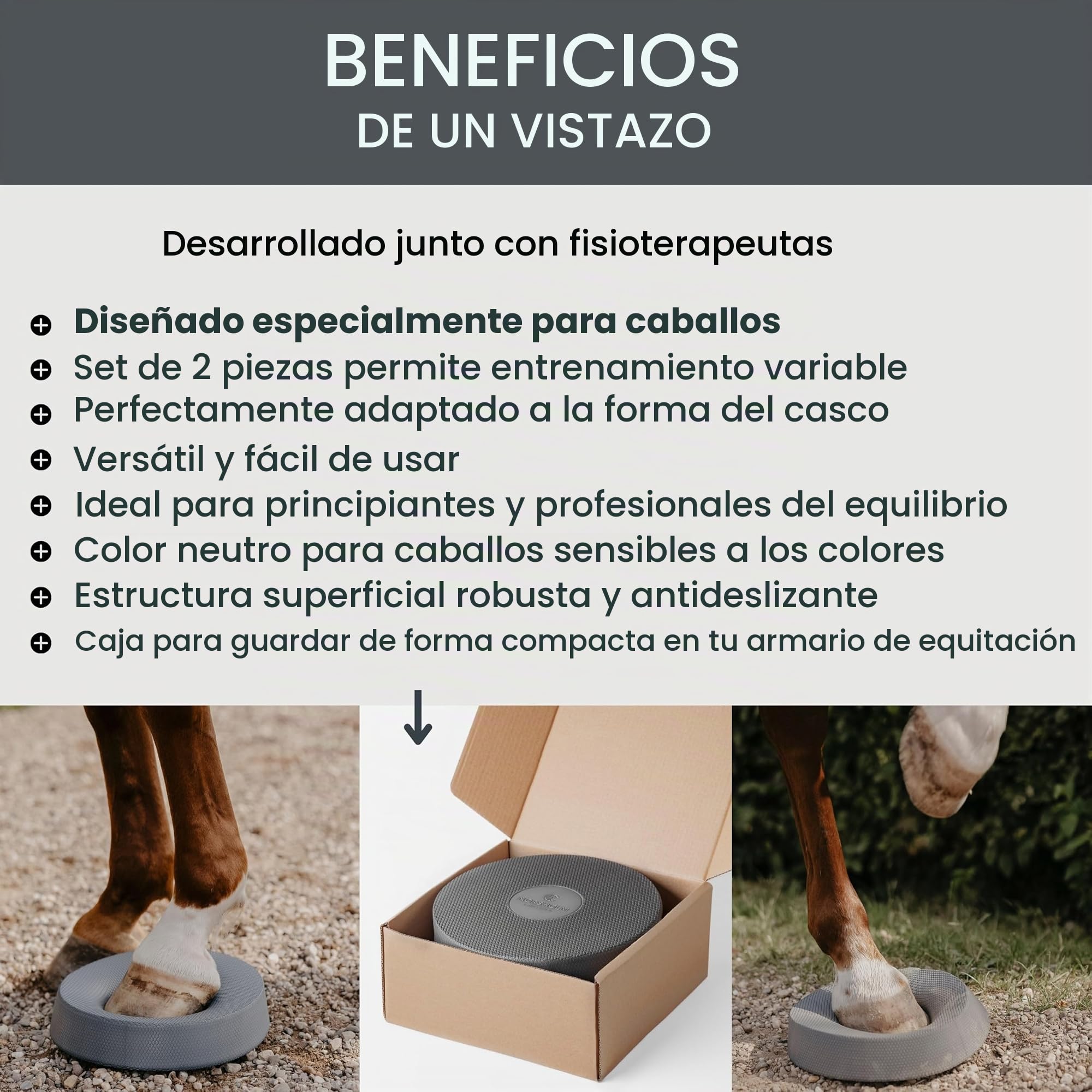 Juego de 2 almohadillas de equilibrio para caballos, accesorios para el trabajo en el suelo con caballos, 2 almohadillas de equilibrio para entrenamiento variable y empleo para