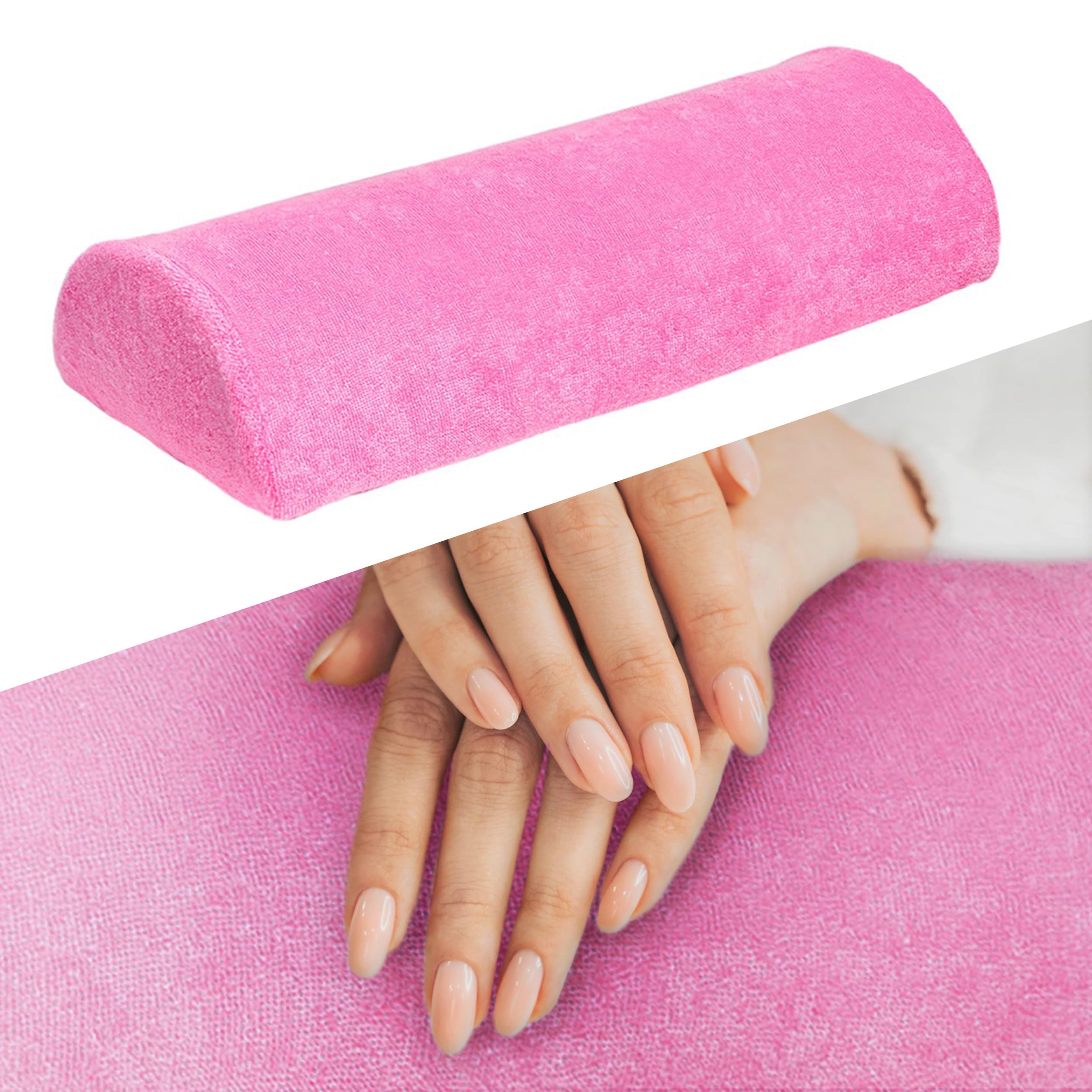 Podłokietnik Nail Art | Podłokietnik pod paznokcie | podkładka pod nadgarstek do salonu artystycznego zdobienia paznokci | przenośna poduszka do manicure (kolor różowy, duży)