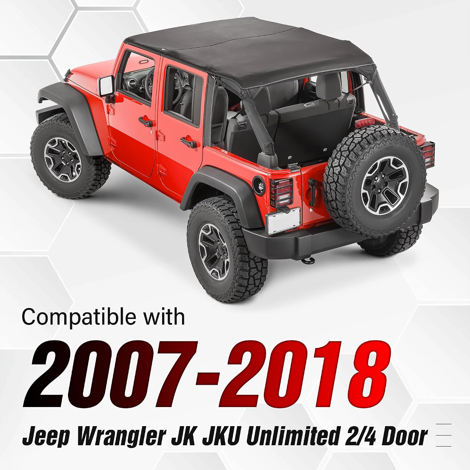 Wrangler JK Tail Light Guard Cover Compatible with 2007-2018 Jeep Wrangler JK JKU Unlimited 2/4 Doors Rear Tail Lamp Protector, Black (2PCS)