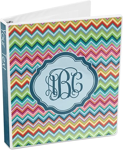 Miniatura 4 de Carpeta personalizada de 3 anillas con monograma de cheurón retro - 1 pulgada