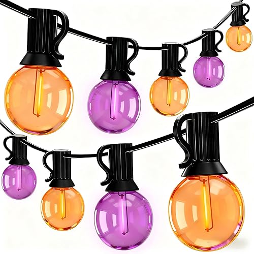 Miniatura 17 de Luces de Navidad Multicolor para Exteriores de 50 Pies, Luces de Cadena de Patio Globo G40 con 27 Bombillas LED Coloridas de Cerámica (2 de Pintura