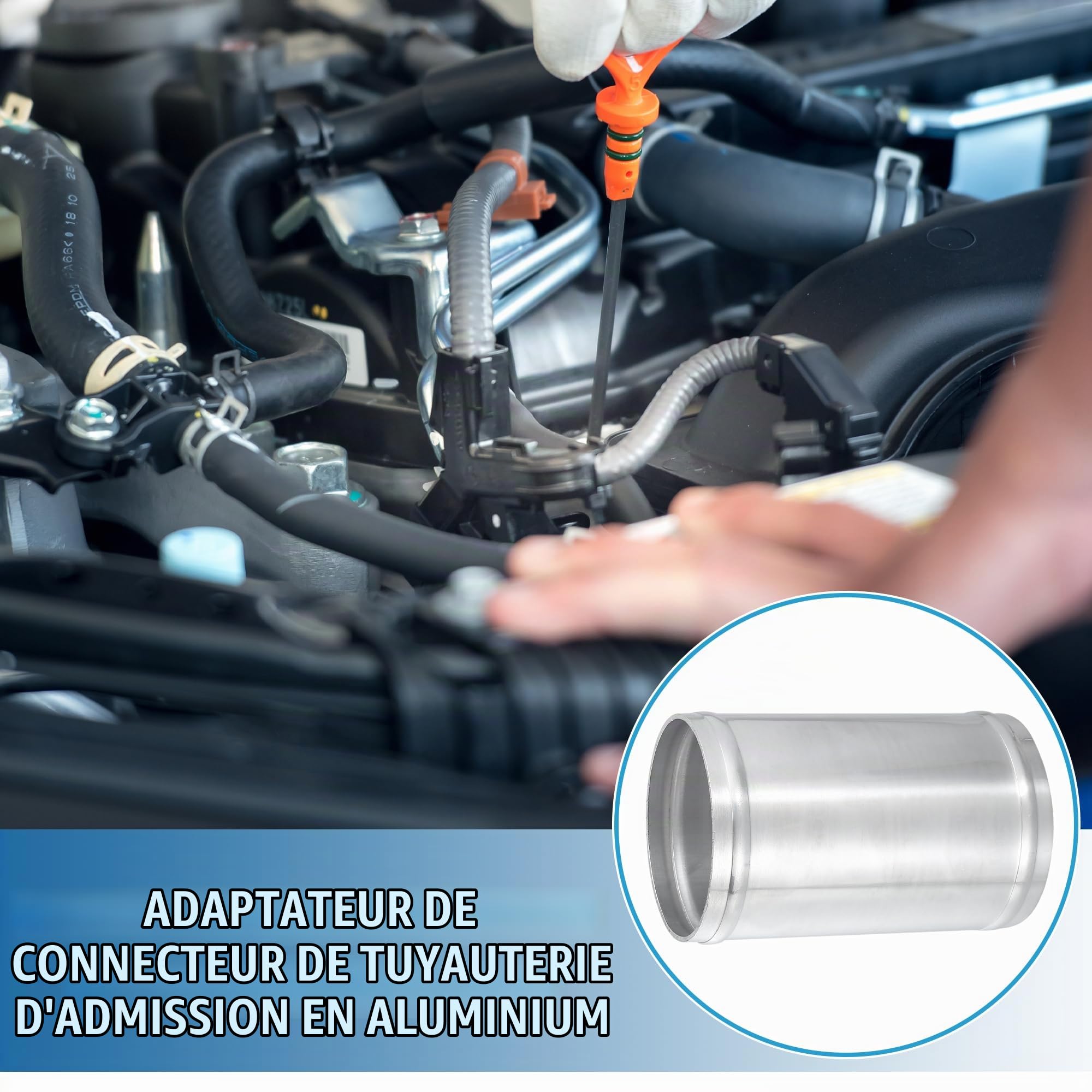 A ABSOPRO Adaptateur Universel Aluminium 1pc Pour Tuyauterie D'Admission | Argenté, Pour Admission D'Air, Diamètre Extérieur 76mm, Intérieur 72mm, Longueur 120mm, Épaisseur 2mm, Installation Facile