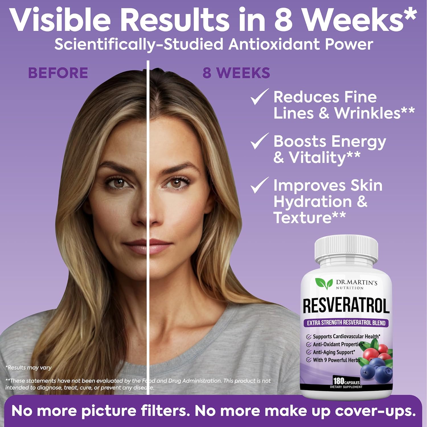 Extra Strength Resveratrol 1568mg - 180 Capsules - 3 Months Supply | Antioxidant Supplement | Natural Trans-Resveratrol Pills | for Anti-Aging, Heart Health, Immune System & Brain Function - Image 4