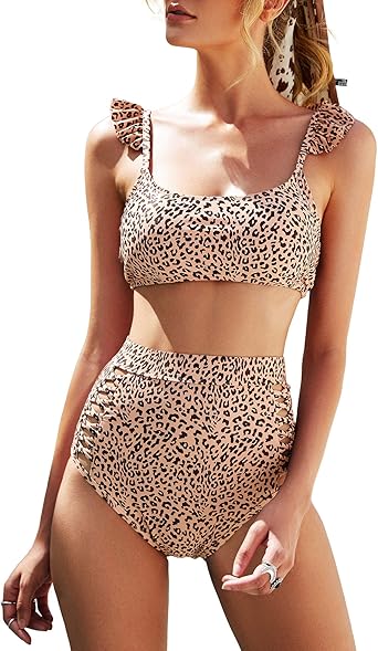 Leopard two piece swimsuit Clearance