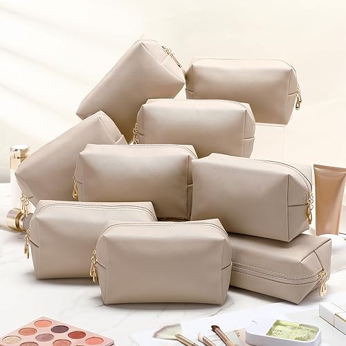 Miniatura 7 de Sanwuta 9 bolsas de maquillaje a granel de poliuretano con doble cremallera, bolsa de cosméticos, bolsa de maquillaje y artículos de tocador,