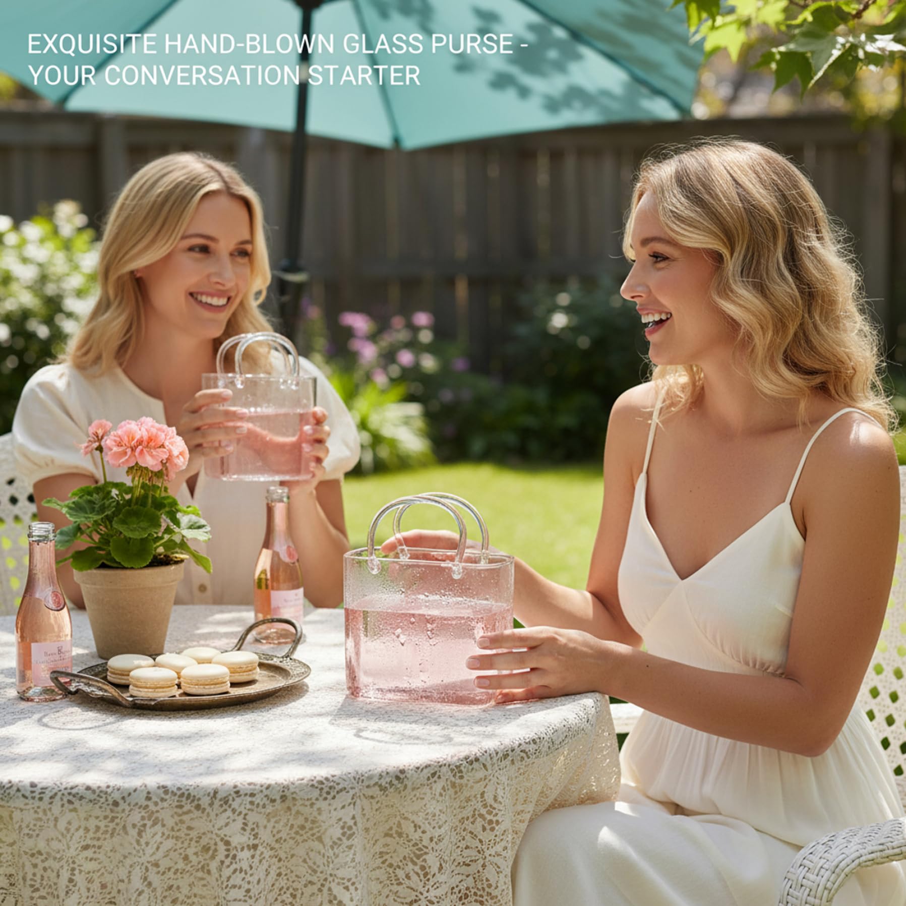 4er-Pack Glas-Vase im Handtaschen-Design für Getränke 770 ml einzigartige Trinkgläser Cocktailbecher im Handtaschen-Design für Saft klares Borosilikatglas