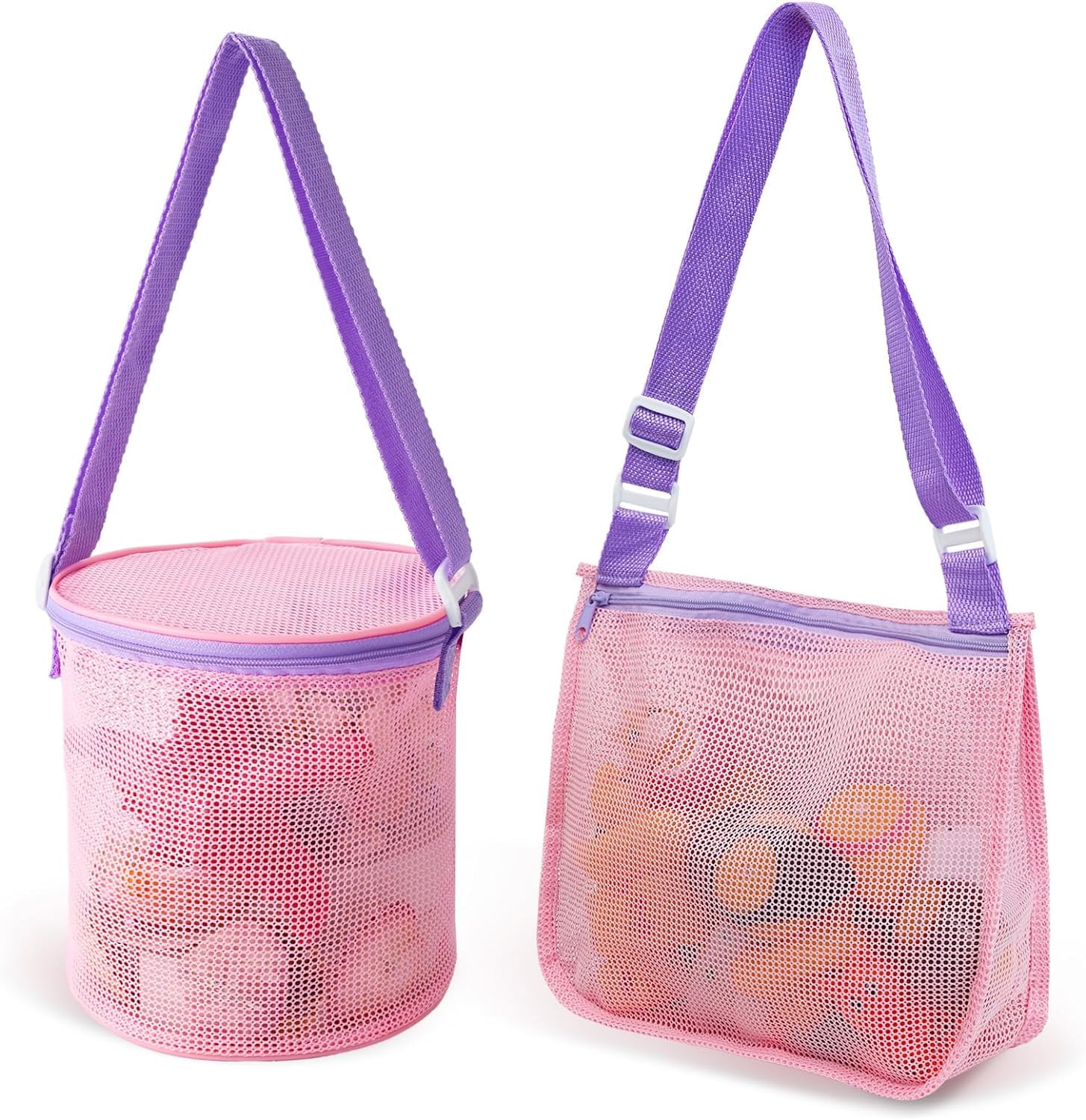 Bolsa de malla playa, 2 Piezas Bolsa Playa Juguetes, Bolsa de Malla para Conchas, Bolsa de Juguetes Playa Niños, Bolsa Playa Arena, Bolsa Plegable de Malla de Playa, Para Playa Natación Piscina