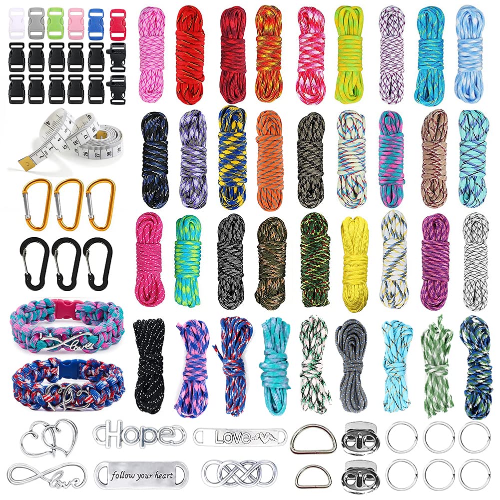 EUBSWA zestaw linek paracord, 36 kolorów, linka z nylonu typu 550, do samodzielnego wykonywania obroży dla psów, smyczy