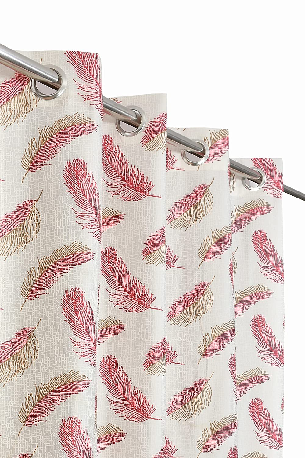 Printed Polyster Curtain Pack of 2 pcs (Pink, Window 5 FEET ( 2 Pcs ))(supremo)