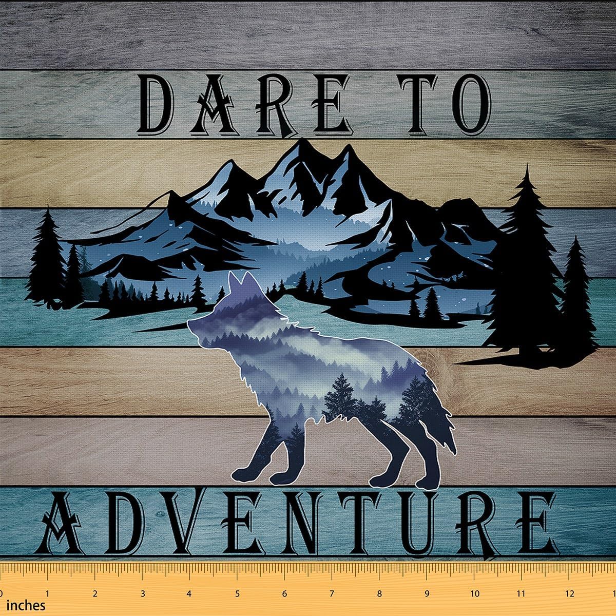 Erosebridal Wolf Decorative Fabric by The Yard,Western Wild Animal Upholstery Fabric,Travel Adventure Indoor Outdoor Fabric,Rustic Farmhouse DIY Style Fabric for Quilting Sewing,3 Yards,Colourful