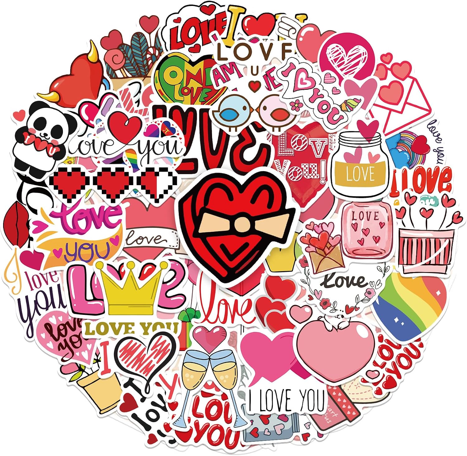 Stickers Heart 100 Pieces Stickers Scrapbook Valentine's Day Stickers Water Bottle Wedding Laptop Craft Supplies Greeting Cards Scrapbooking DIY Crafts Decorations