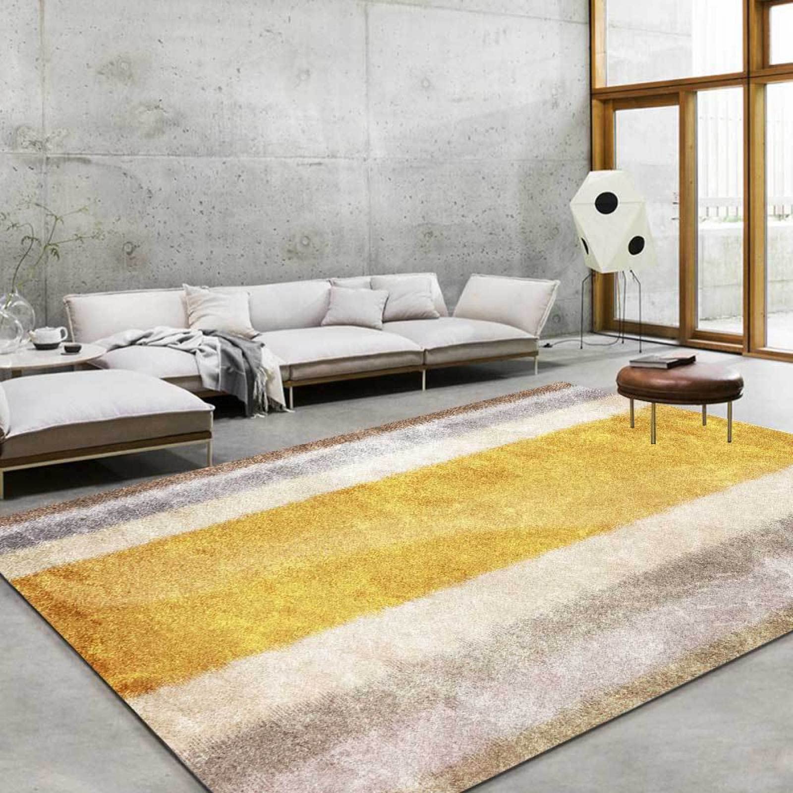 ESOUY Dywaniki domowe dywanik miękki dywan modny gradient złote grube paski salon sypialnia dywaniki przy łóżku 180 x 250 cm