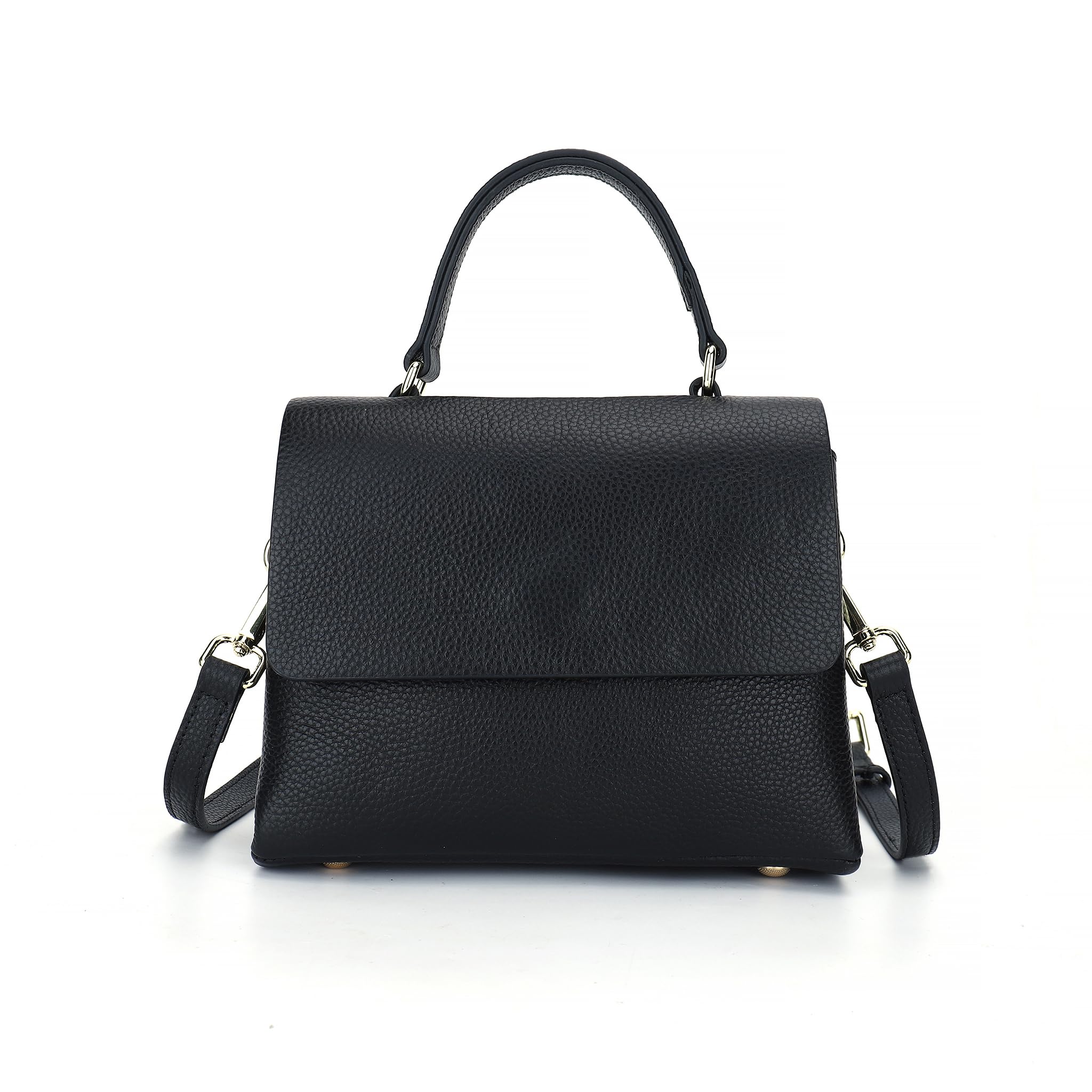 Carlheim Women Shoulderbags Classis Leather Shoulder Bag, Black, Small to Medium
