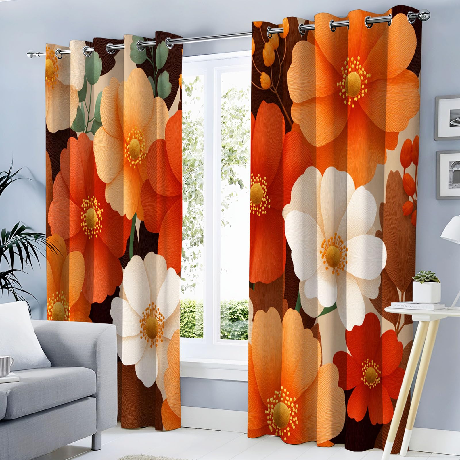 Rideaux occultants pour chambre rideau thermique à fleurs aquarelle