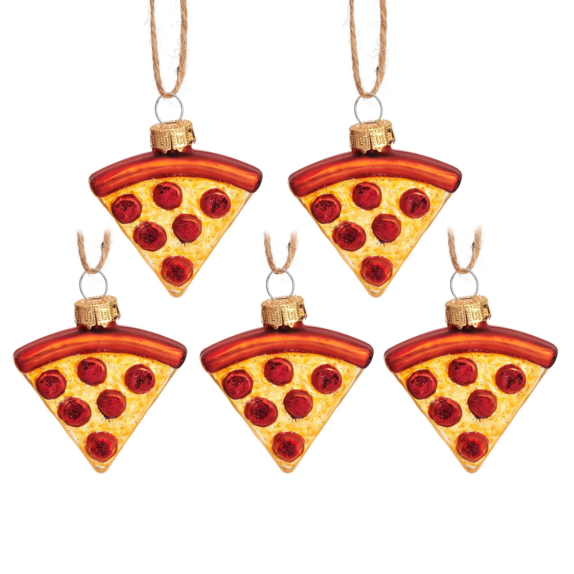 Sass & Belle Red Pizza Slices Baubles In A Box -Set Of 5