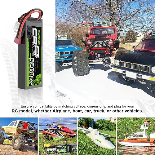Miniatura 5 de OVONIC Lipo Batería 7.4V 100C 5200mAh 2S Batería Dean-Style T Conector con carcasa para RC Coche Camión Vehículo Buggy Losi 110 Escala Modelo de