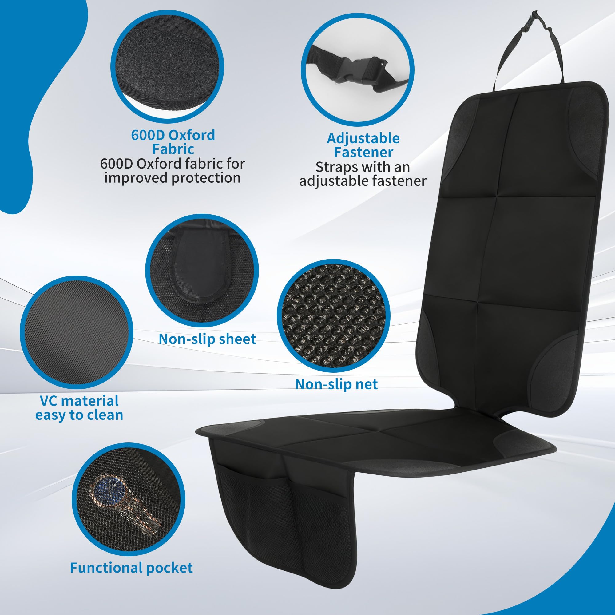 Nuangoo Protector Asiento Coche Silla Bebé, Universal Compatible Isofix Protector Silla Coche Bebé Antideslizante e Impermeable con Bolsillos Organizador, Funda Asiento Auto para Niños y Mascotas