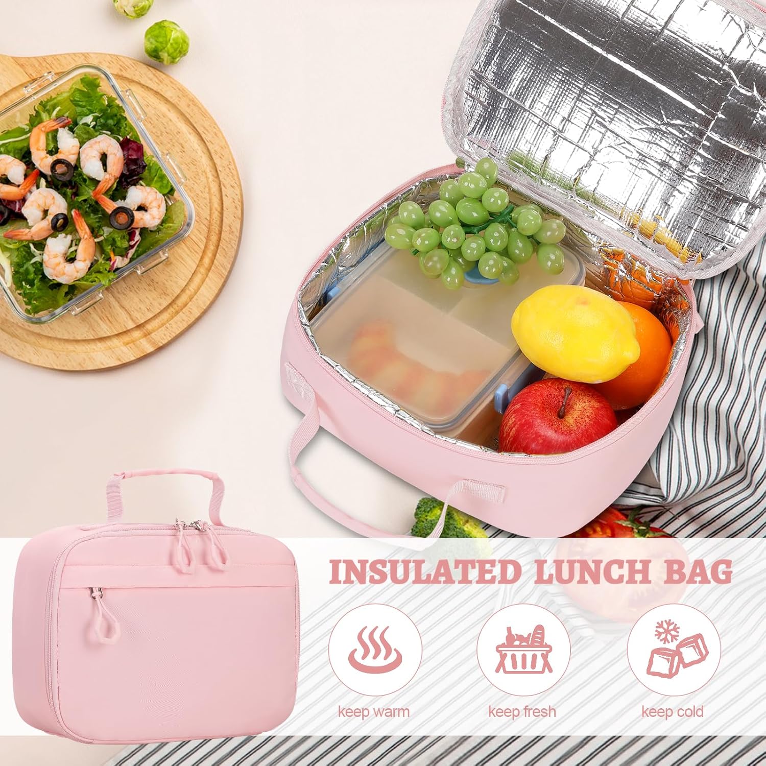 3PCS Girls Backpack for School, Kids Backpack for Girls with Lunch Bag Pencil Case, Kids Bookbag Teen Girl Backpacks for Elementary Middle High College School (Pink) - Image 6