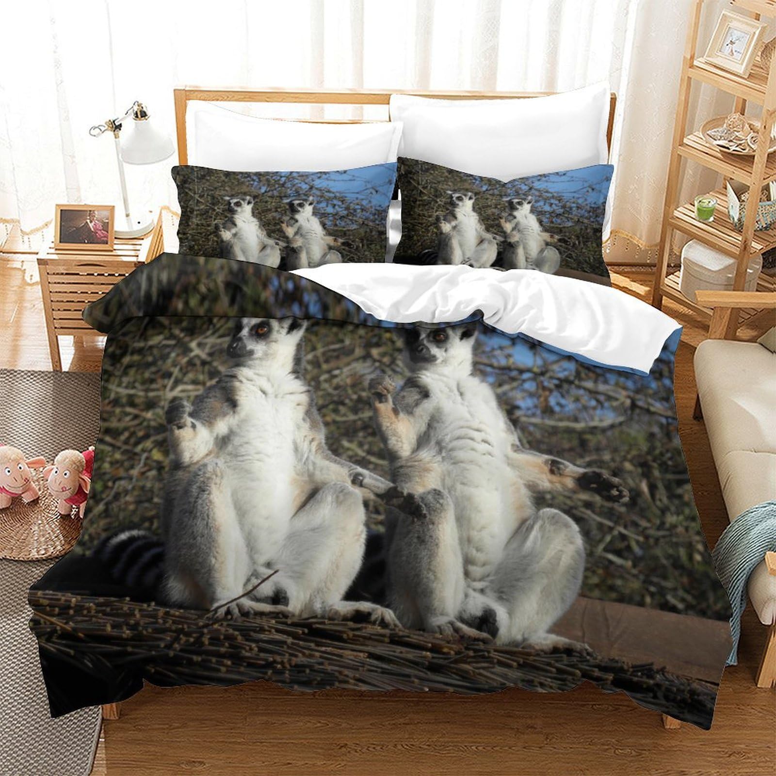 P1S9U7W5Y 3D Printed Forest Cat Duvet Cover Set 3pcs Microfiber Cat Bedding Set Double