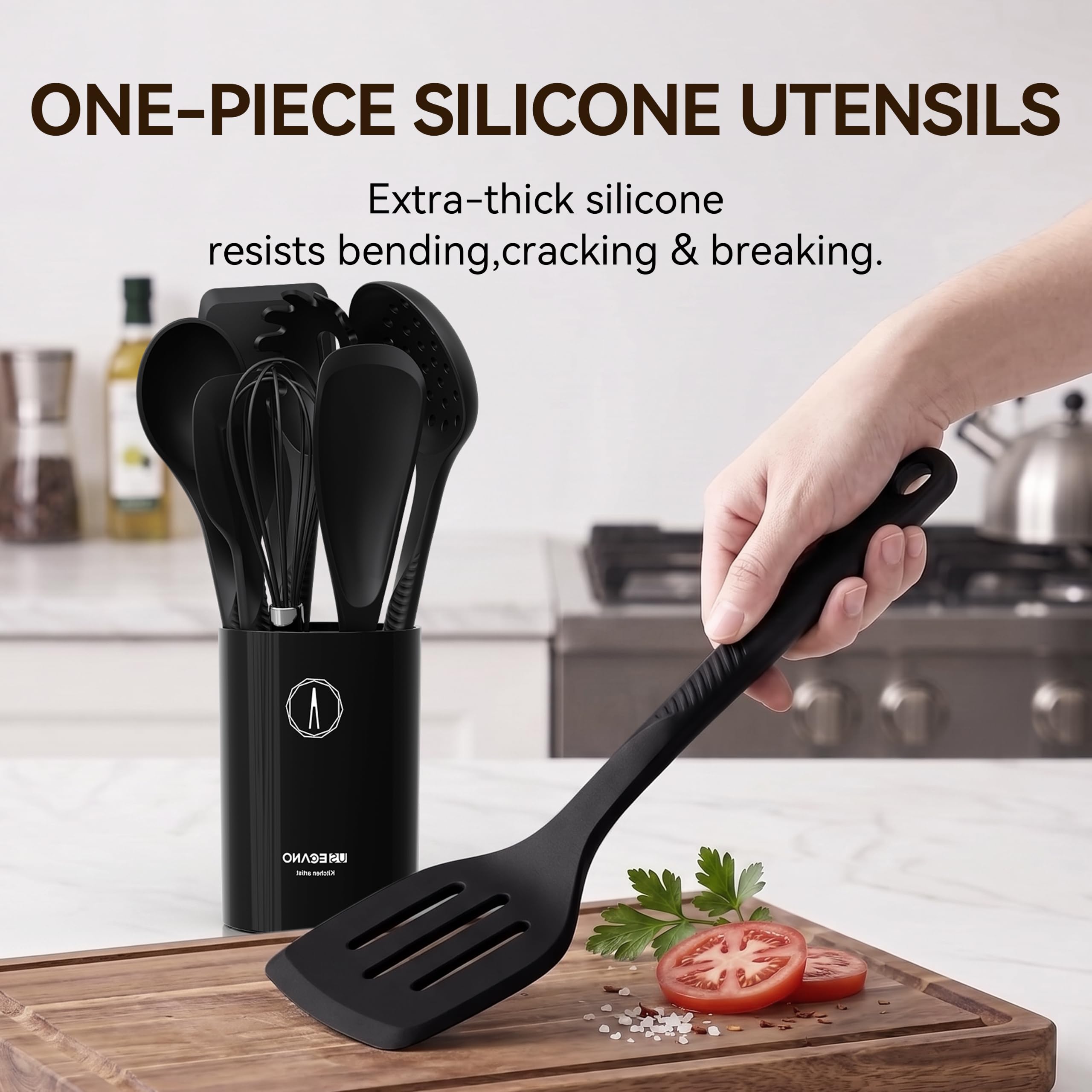 Silicone Cooking Utensils Set - Heat Resistant & Nonstick -4
