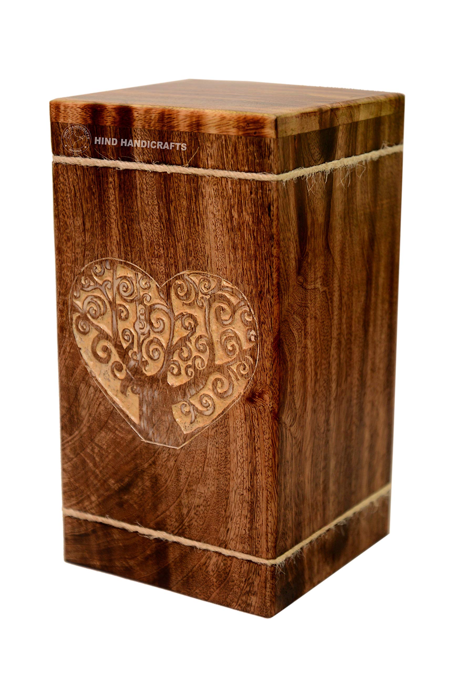 Buy Hind Handicrafts Heart Shaped Tree of Life Wooden Urns for Human