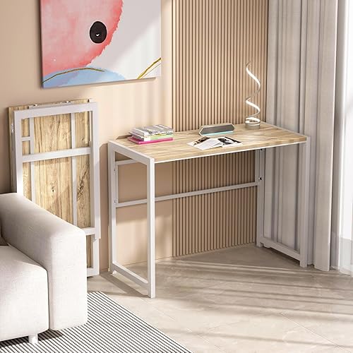 Miniatura 2 de GreenForest Escritorio plegable para espacios pequeños, escritorio de computadora pequeño sin montaje de 35.4 pulgadas para oficina en casa, mesa
