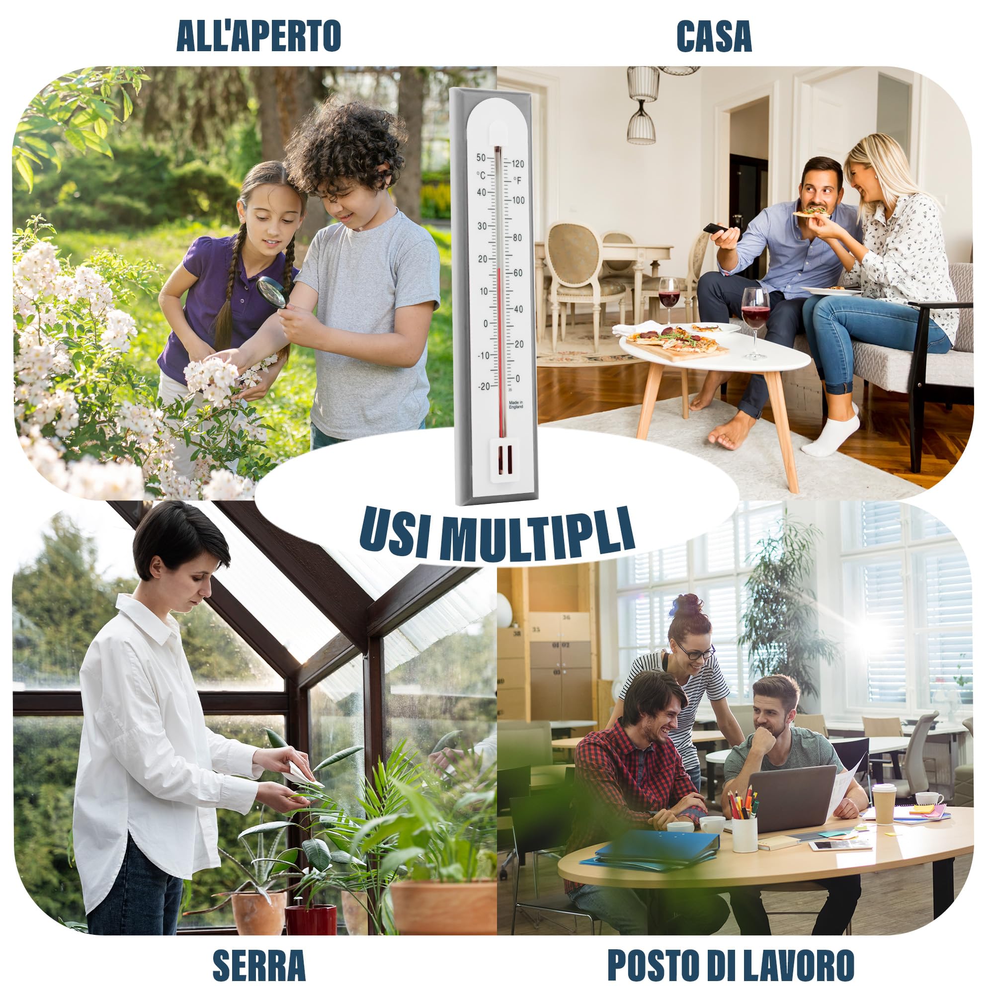 Termometro Ambiente Interno da utilizzare come termometro per temperatura ambiente e termometro da parete in casa, in ufficio, in giardino o in serra, facile da montare a parete da utilizzare