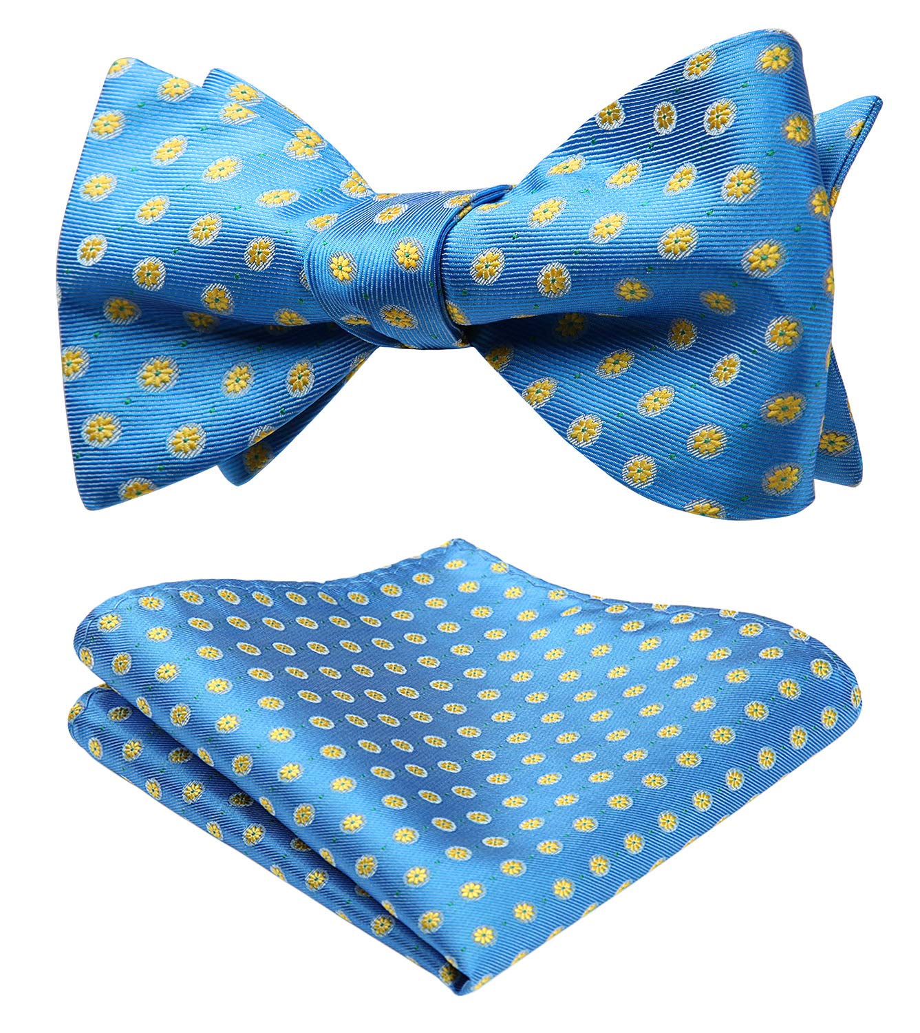 HISDERNBow Ties for Men Floral Bowties Mens Self Tie Bow Tie Handkerchief Jacquard Woven Bowtie Pocket Square Set