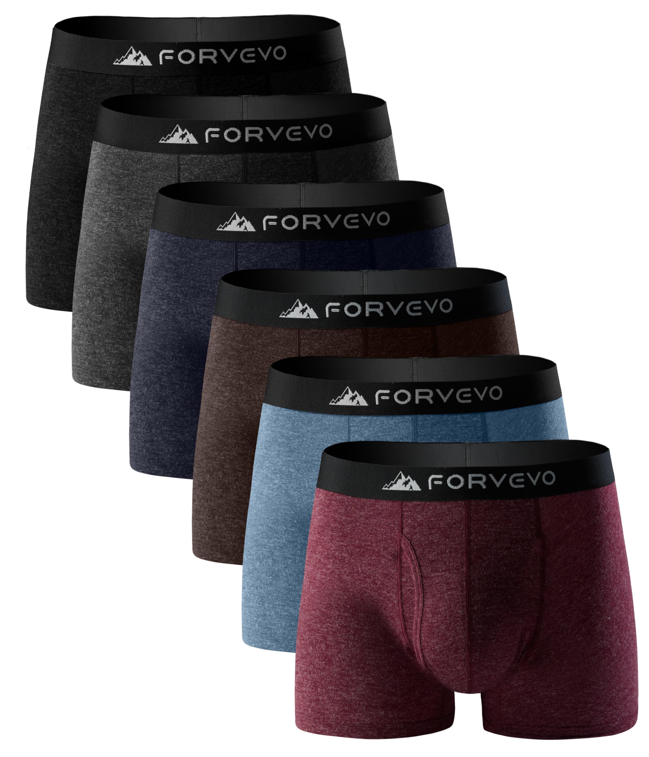 Photo 1 of FORVEVO Mens Underwear, Merino Wool Boxer Briefs, Breathable Boxer Shorts, Comfortable Soft Moisture Wicking Underwear with Elastic Waistband 6 Pack (Multicolor01, M)