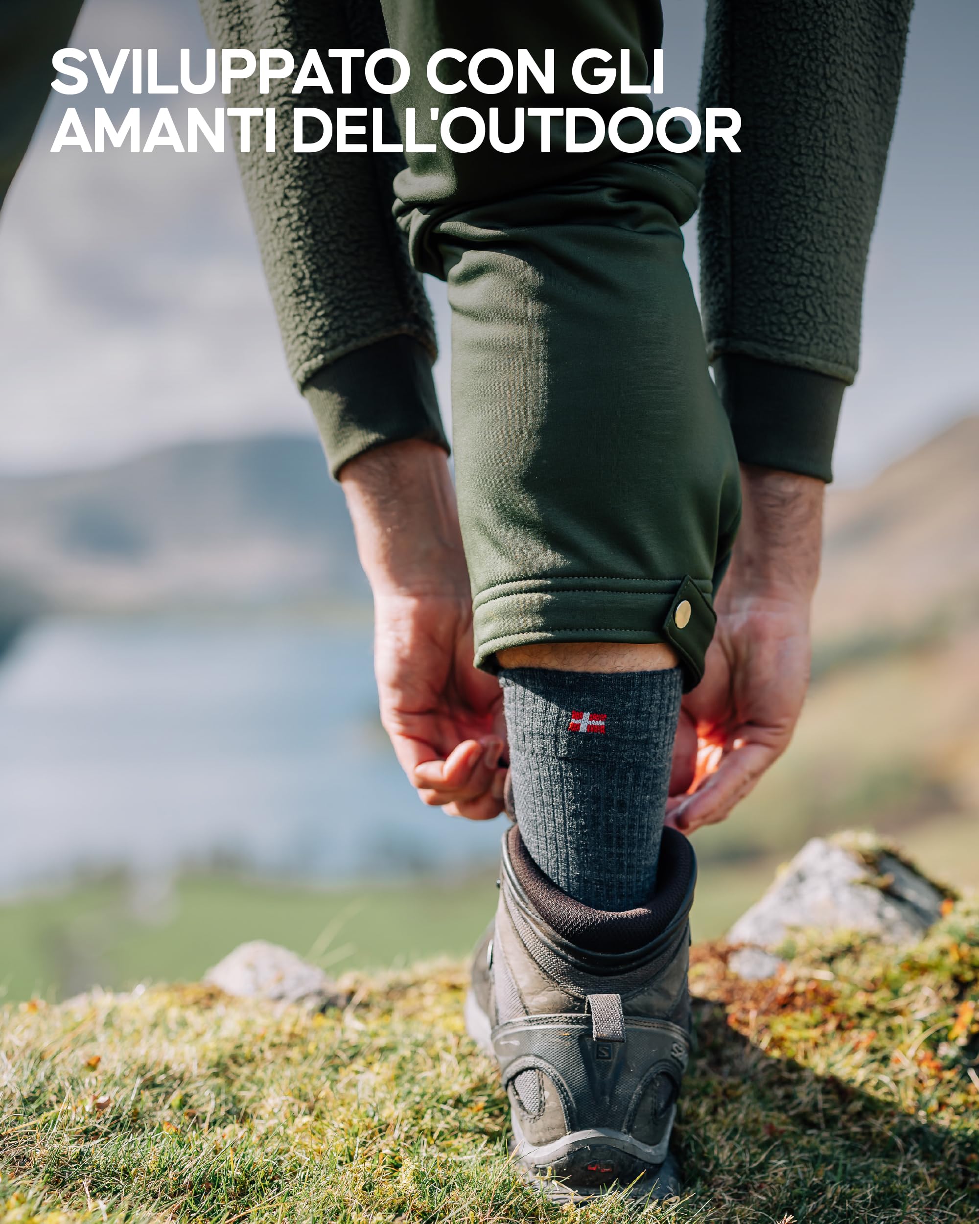 DANISH ENDURANCE Calze da Trekking Professionali in Lana Merino, Termiche, Anti-Vescica, Traspiranti, Uomo e Donna, 2 Paia