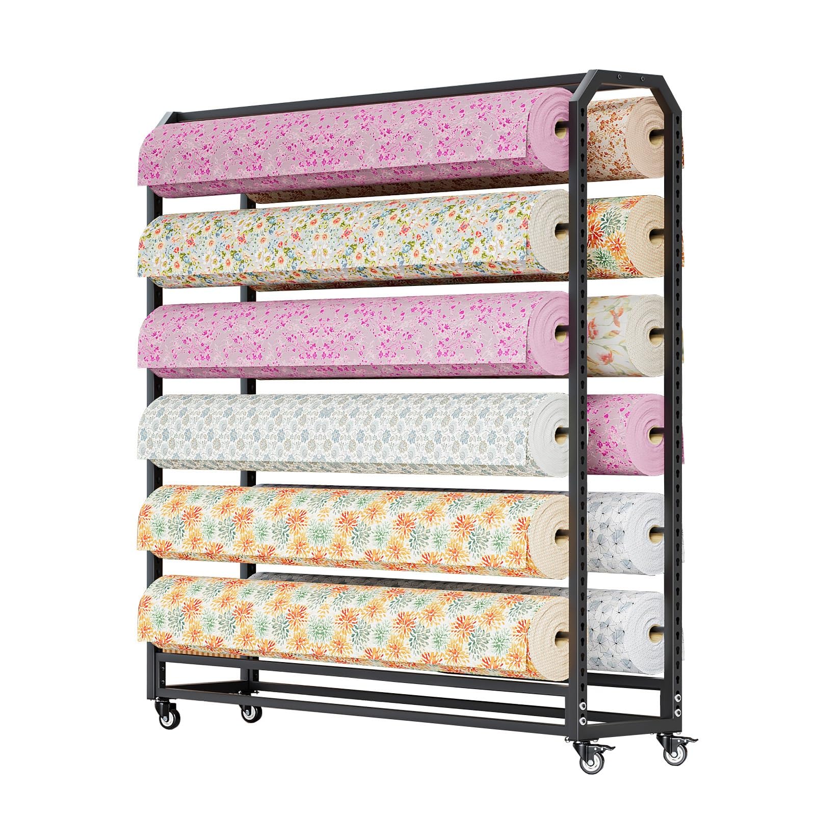 Generico Porta pellicole in Tessuto Regolabile con Ruote - Supporto per 20 aste per pellicole viniliche/in Pelle/per finestre, Organizer Mobile da 130 cm per Una Facile conservazione delle pellicole