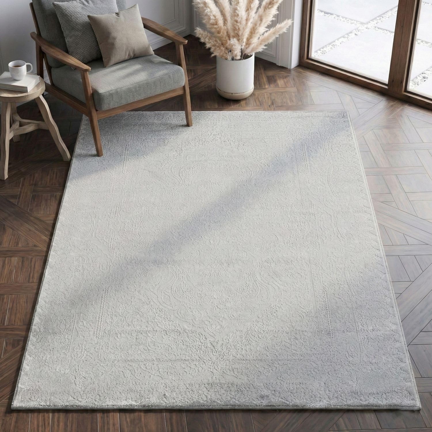 Tapis moderne 3D doux VIMODA gris 80 x 300 cm pour une chambre à coucher