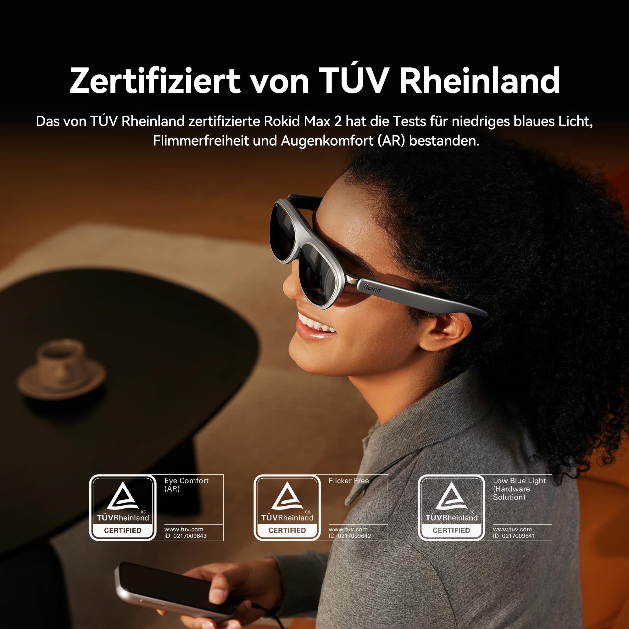 AR Spatial Schwarz, AR-Brille mit dreifachem Display für räumliches Computing