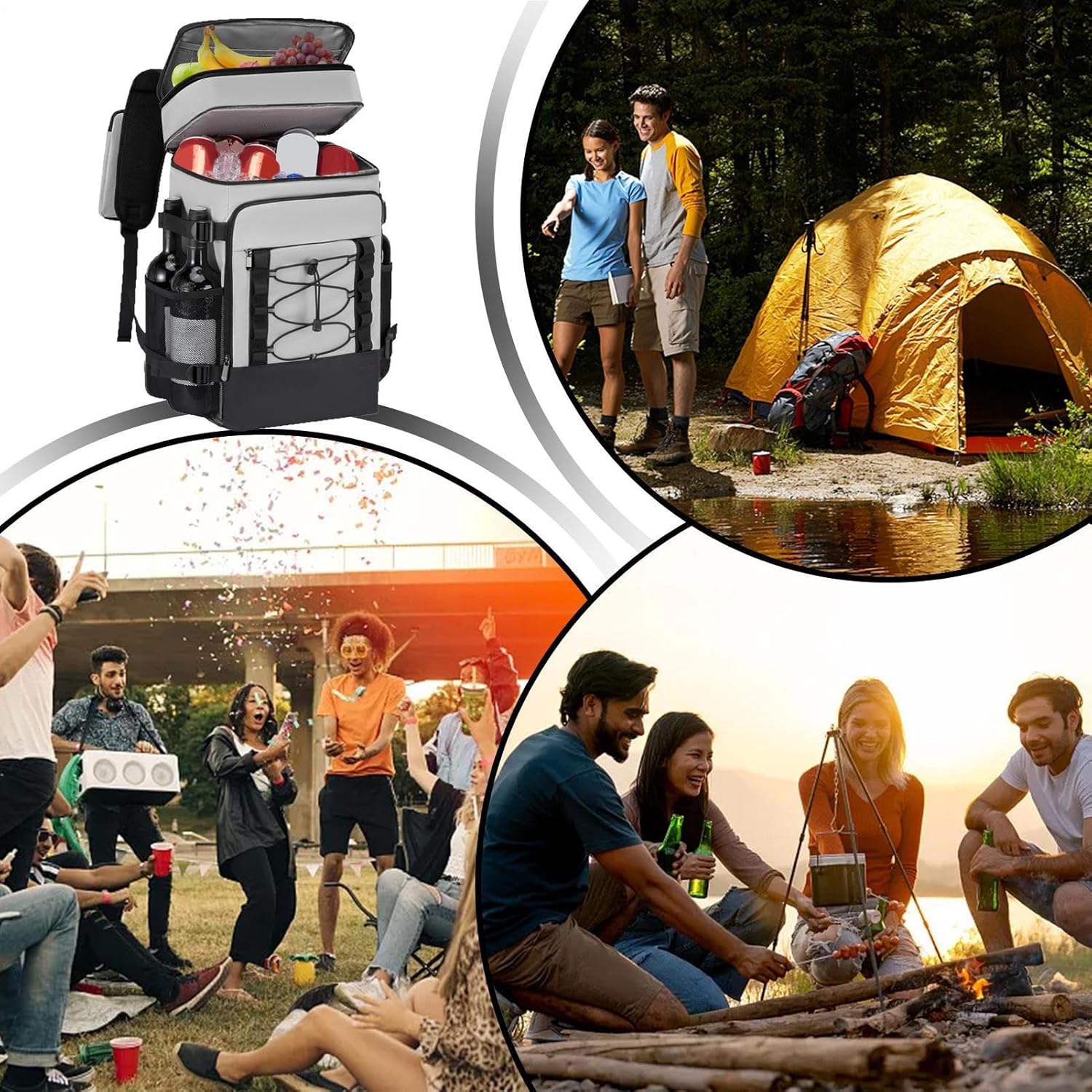 保冷バックパック | 断熱防水仕様 保冷リュック - 再利用可能 ソフト保冷トート アウトドア キャンプ ハイキング 釣り ピクニッ