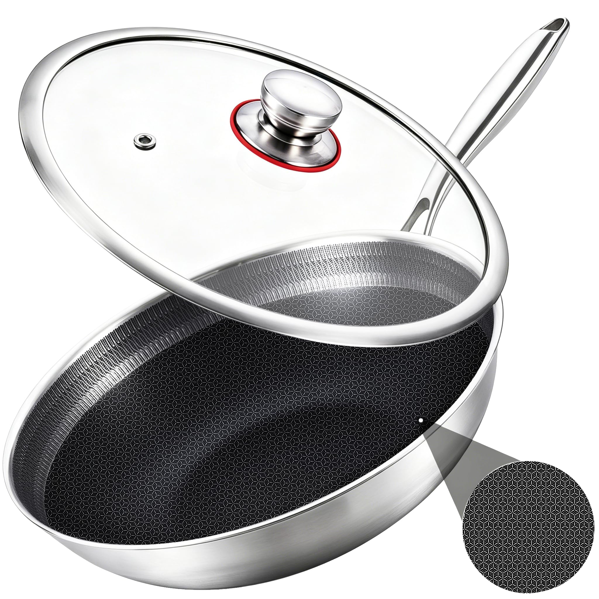 LOLYKITCH 12 Inch Hybrid Nonstick Wok