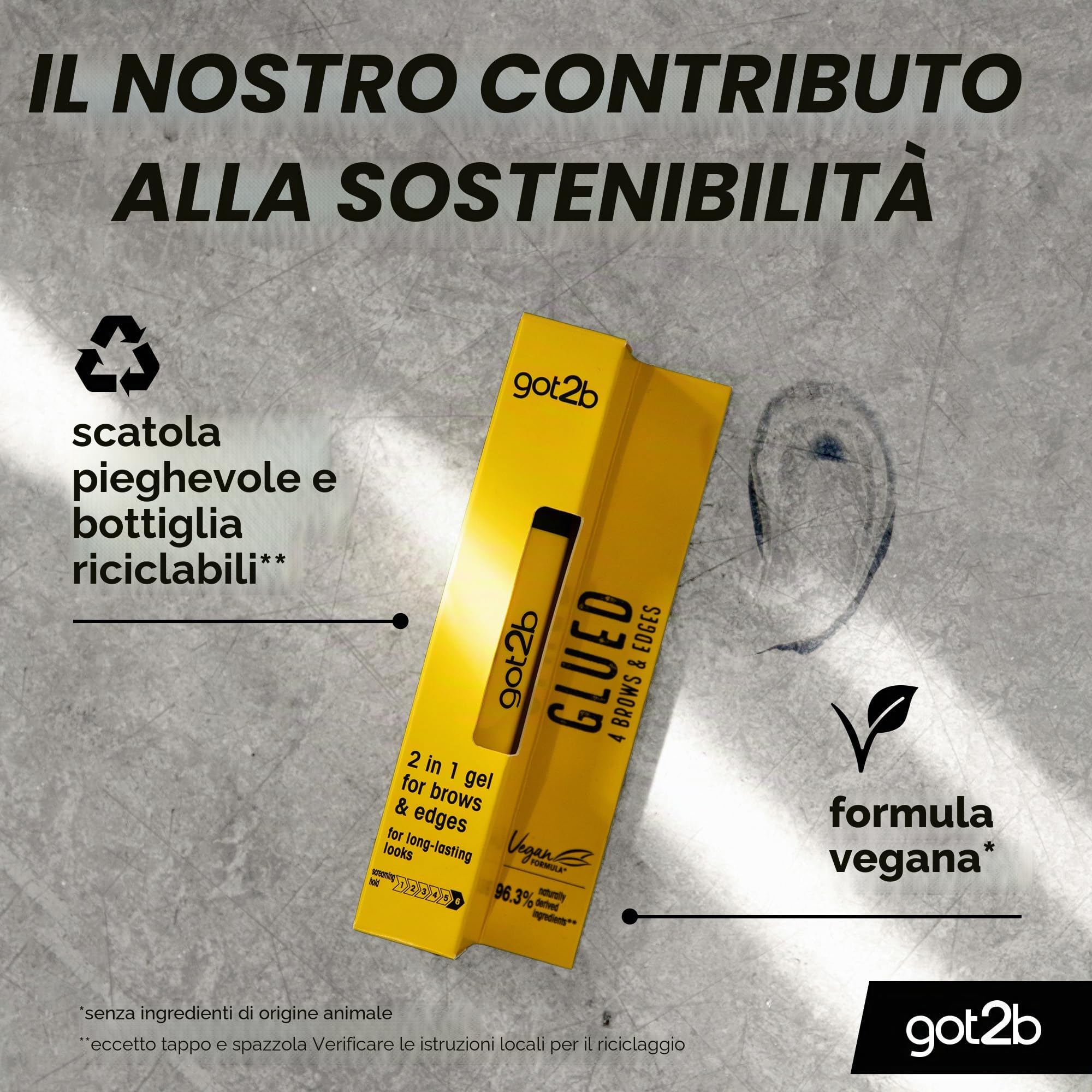 got2b Gel per sopracciglia 2 in 1 incollato per sopracciglia e bordi, tenuta 72 ore, senza residui bianchi o appiccicosità, vegano, senza silicone, senza alcool, 16 ml
