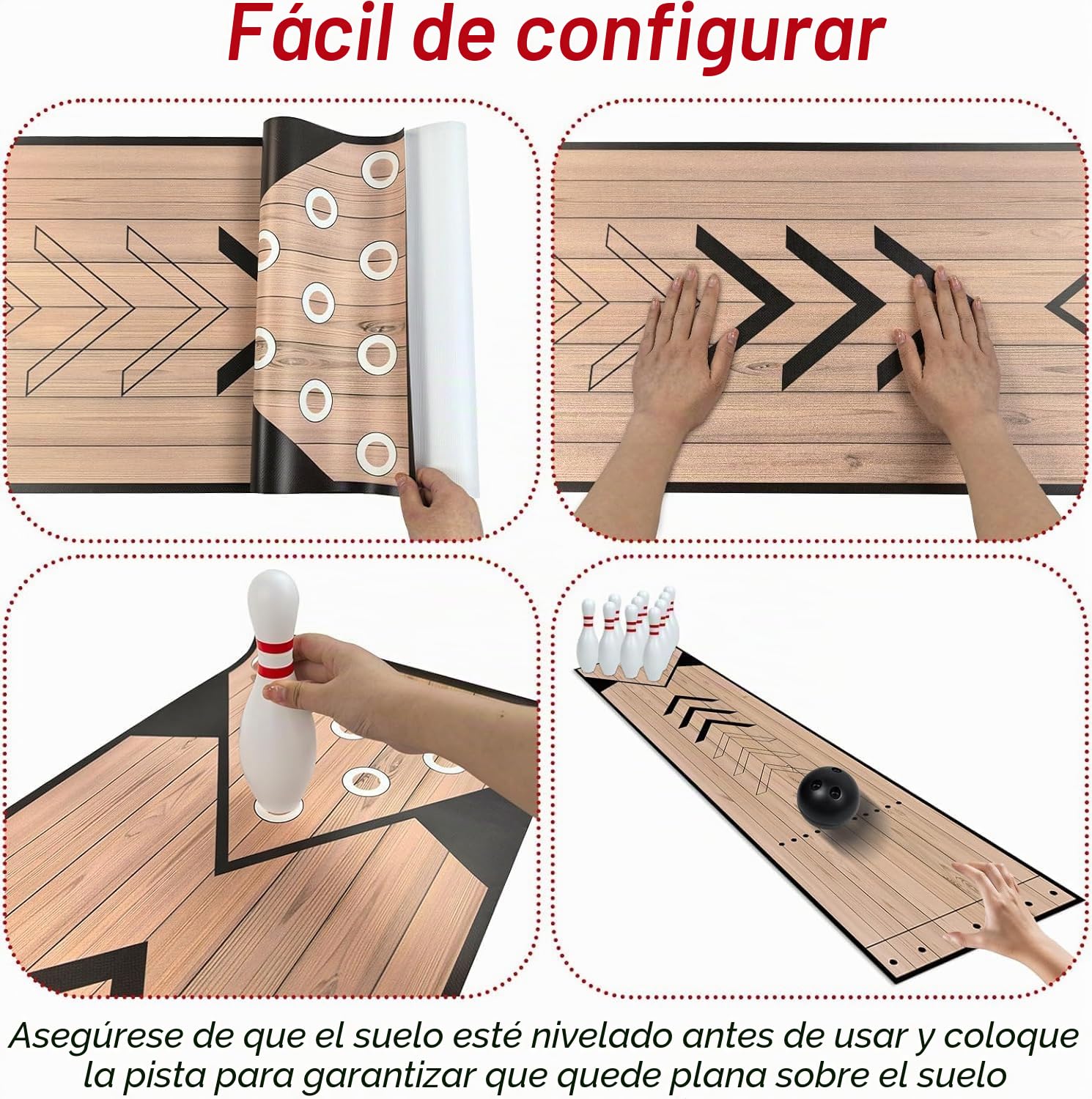 Mini juego de bolos, juego de bolos para interiores y exteriores, juego de bolos con carril, pines de bolos y juego de bolas, juego completo de bolera para familiares y amigos