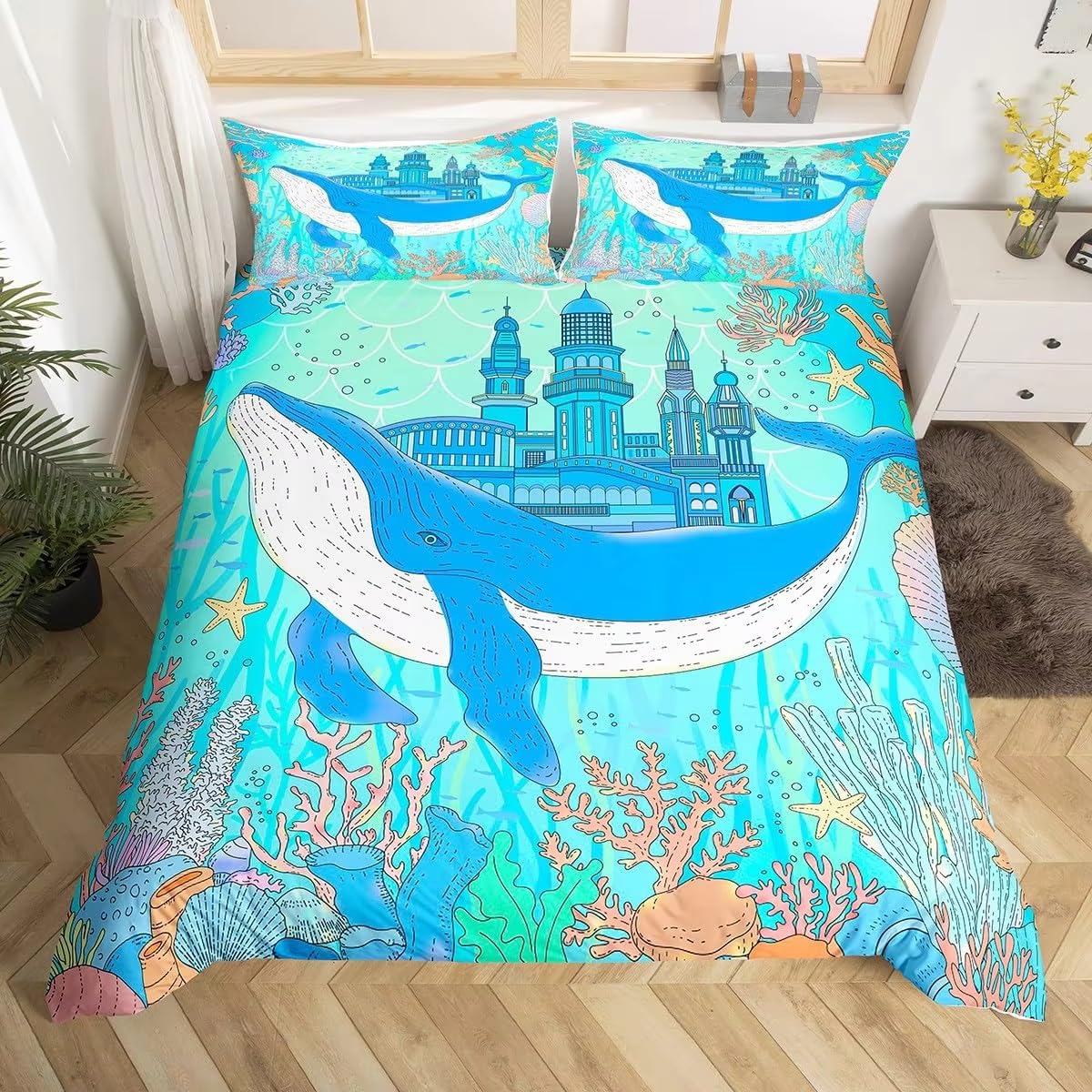 Pościel 200 x 220 cm, zestaw pościeli z zamkiem błyskawicznym dla dorosłych i dzieci, miękka, oddychająca poszewka na kołdrę z mikrofibry + 2 poszewki na poduszkę 80 x 80 cm